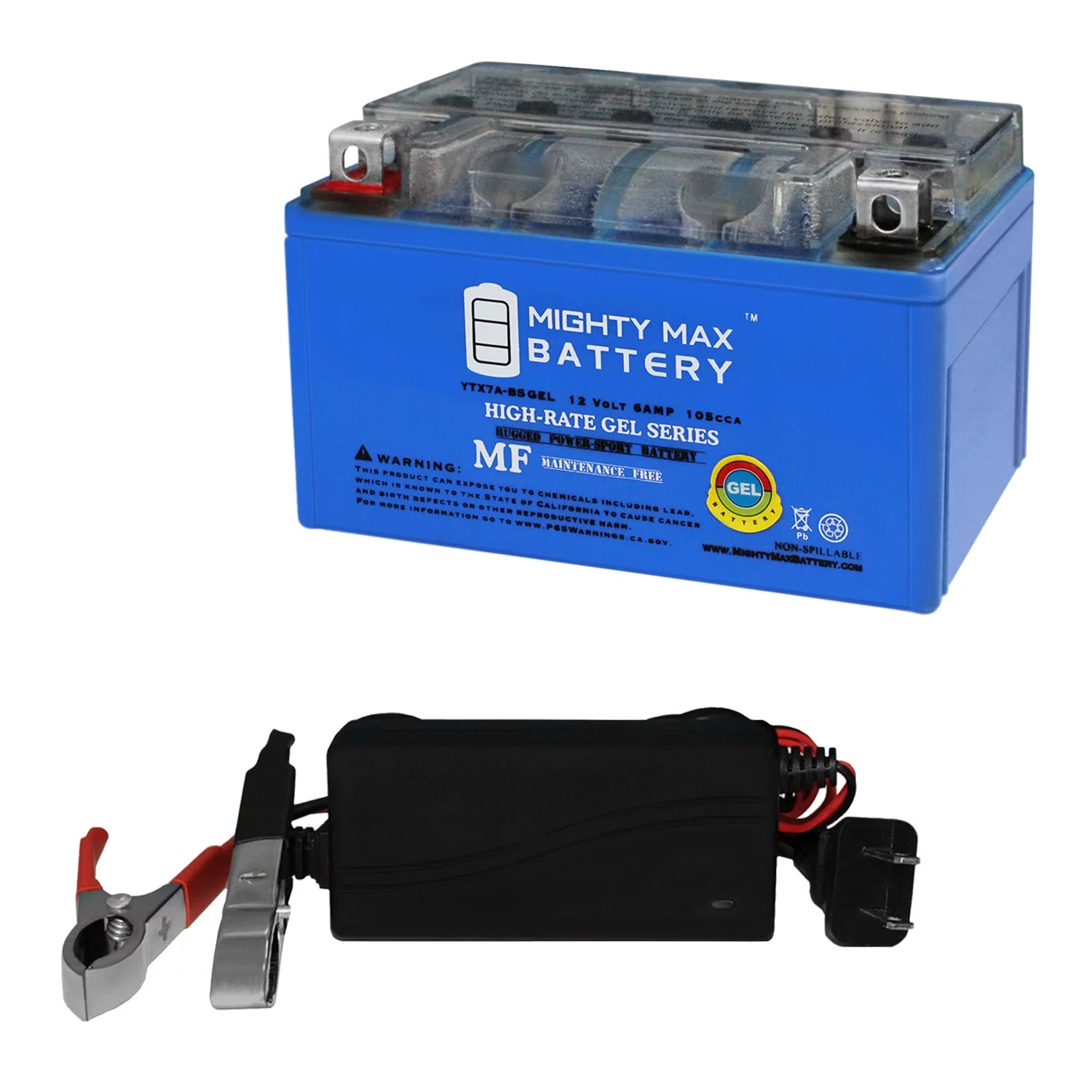 YTX7A-BS GEL Battery for Suzuki 450 LT-R450 06-11 + 12V 1Amp Charger - Inhomebuy