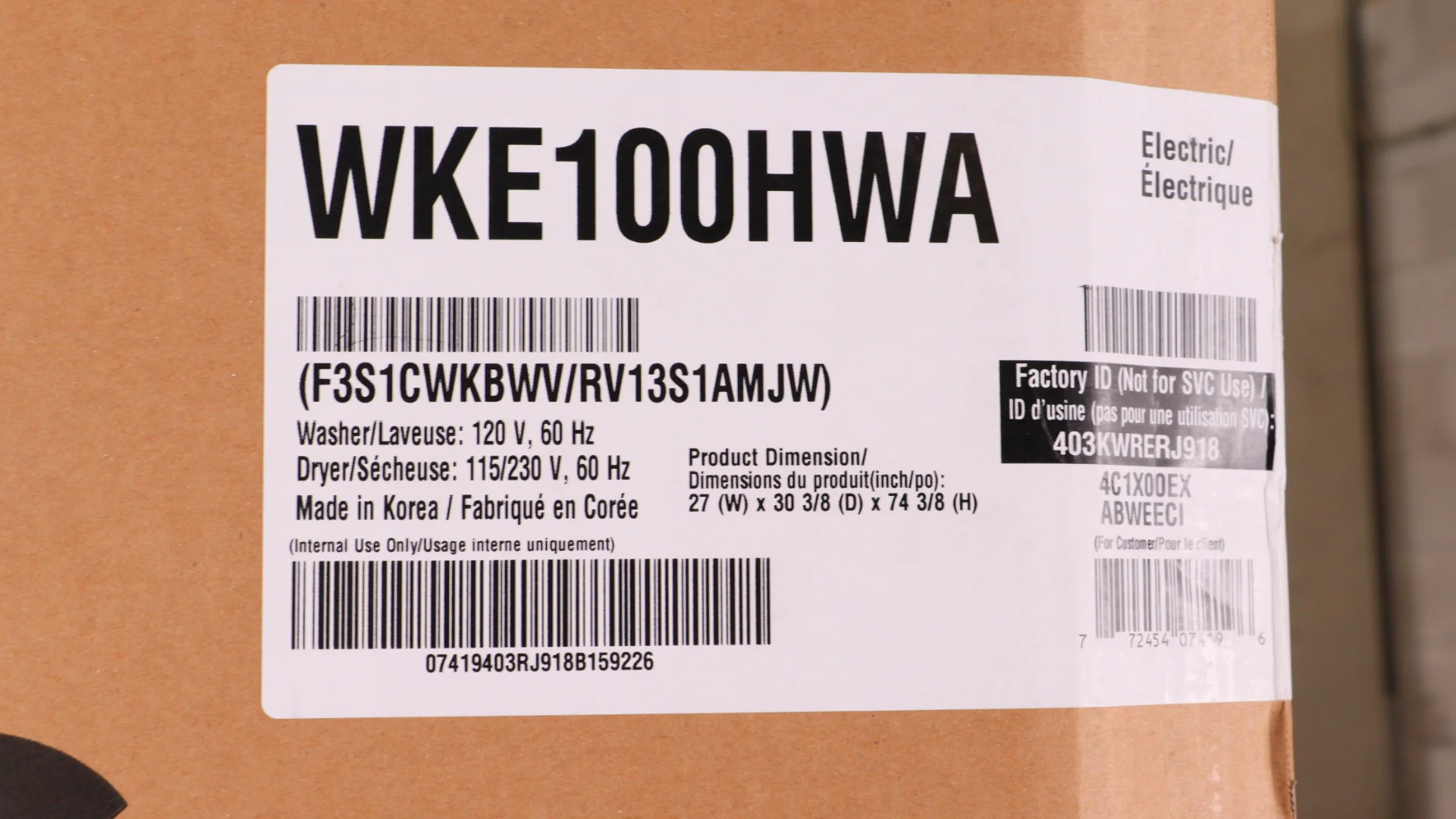 LG WHITE SINGLE UNIT FRONT LOAD WASHTOWER 5.2 CU. FT. WASHER, 7.4 CU. FT. ELECTRIC DRYER - WKE100HWA - Inhomebuy