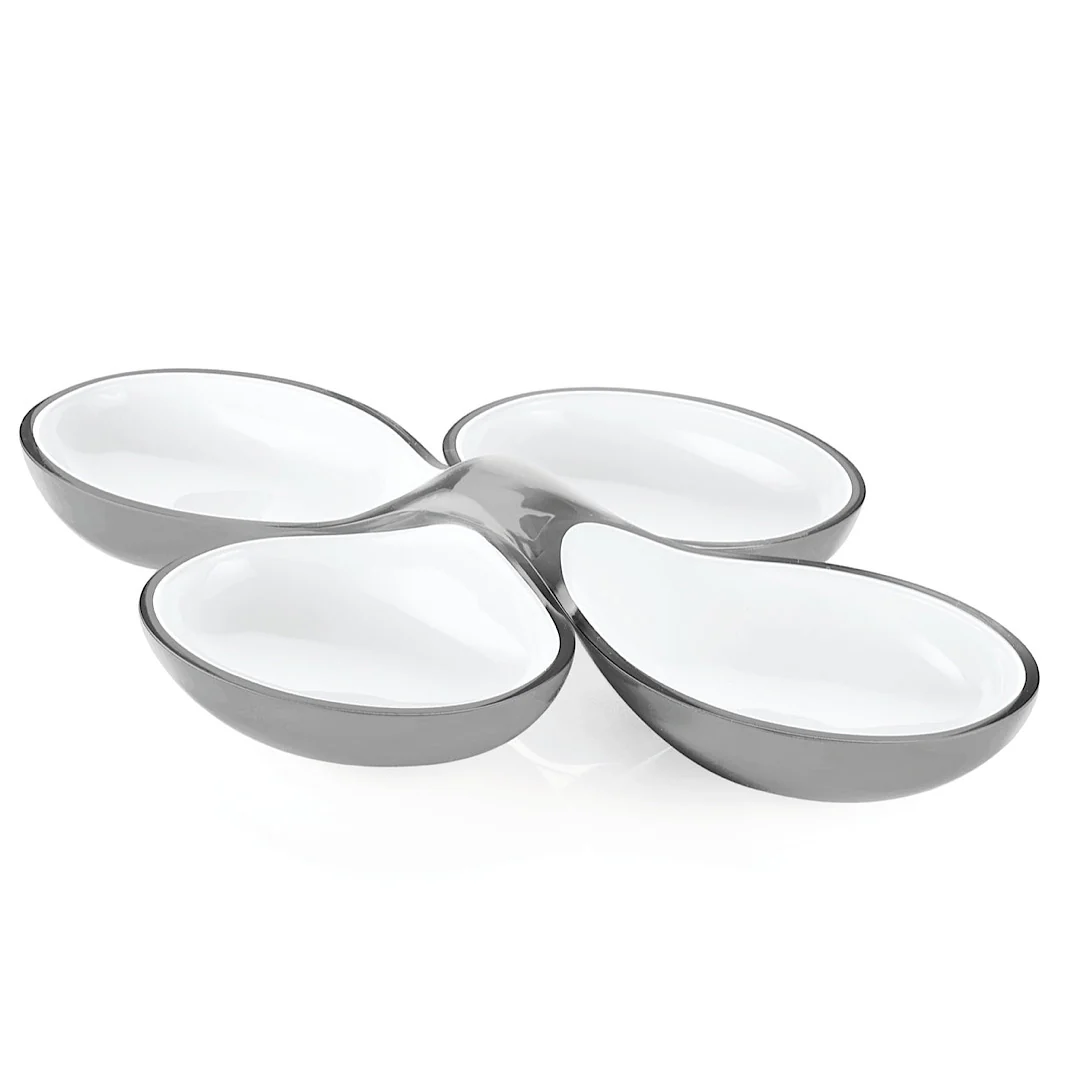 Two-Tone Set of 2 Interlocking Dishes Vintage Clear - Inhomebuy