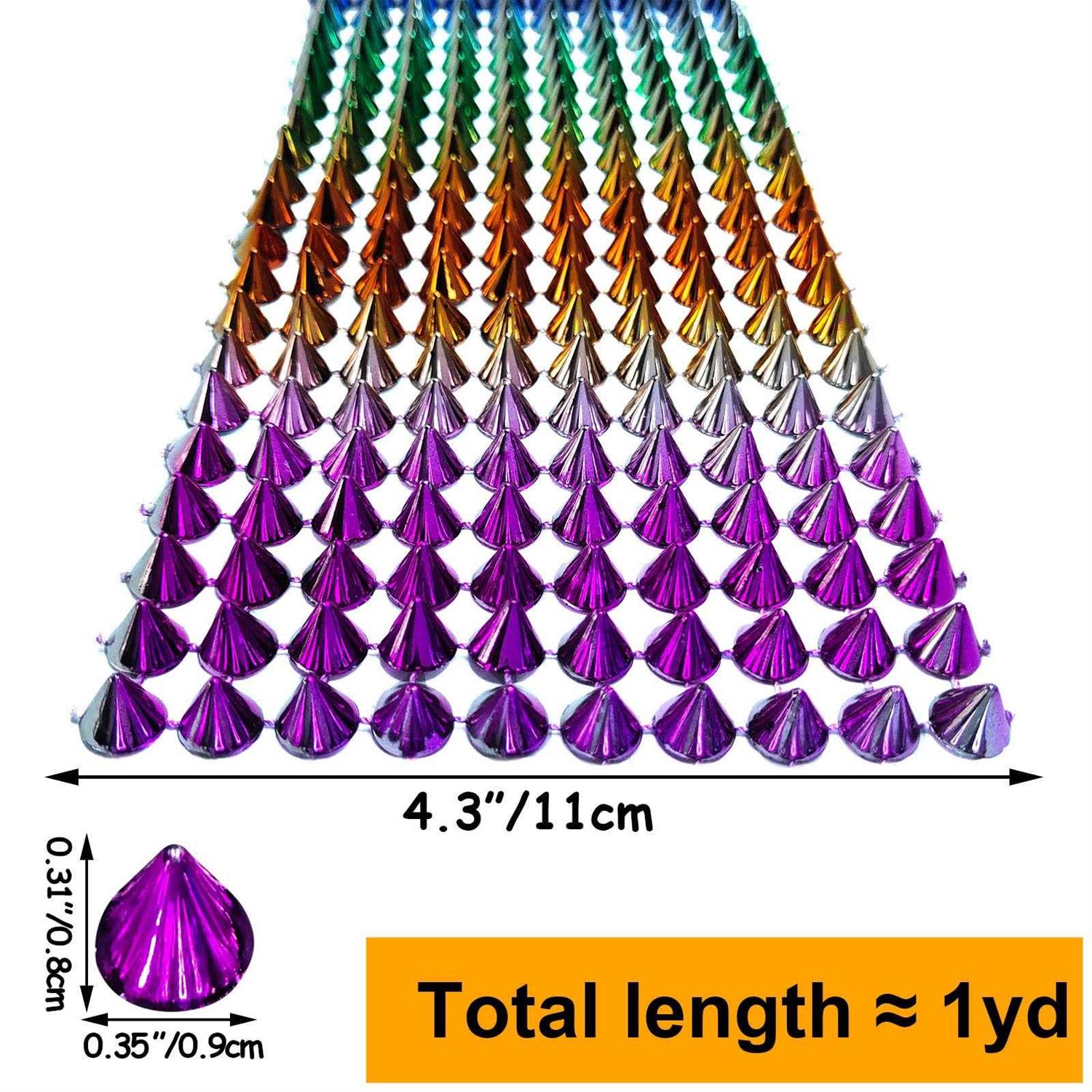 Yhsheen 1 Yard Sew Stitch On Spike Stud Rivet Flat-Back Punk Rock Trim Ribbon mesh Bead Craft - Inhomebuy