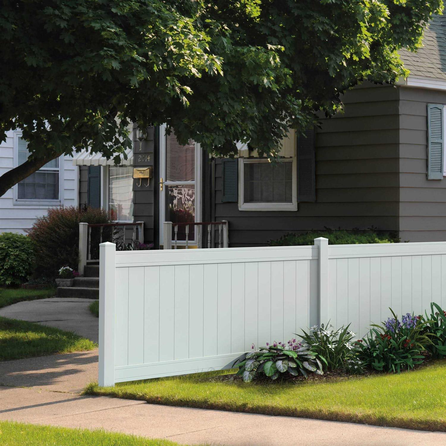 Woodbridge 5 in. x 5 in. x Routed White Vinyl Fence Line Post Outdoor Essentials - Inhomebuy