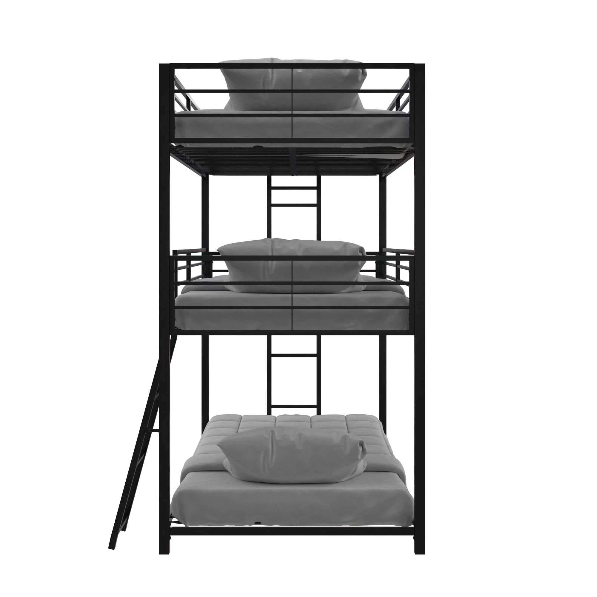 Your Zone June Triple Twin Metal Bunk Bed, Black - Inhomebuy