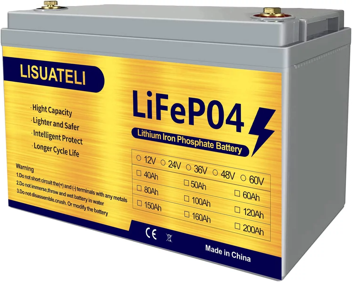 LISUATELI 12V 100Ah Lifepo4 Lithium Batteries Up to 3000-7000 Deep Cycles for Golf Cart Solar RV Camper Marine Battery - Inhomebuy
