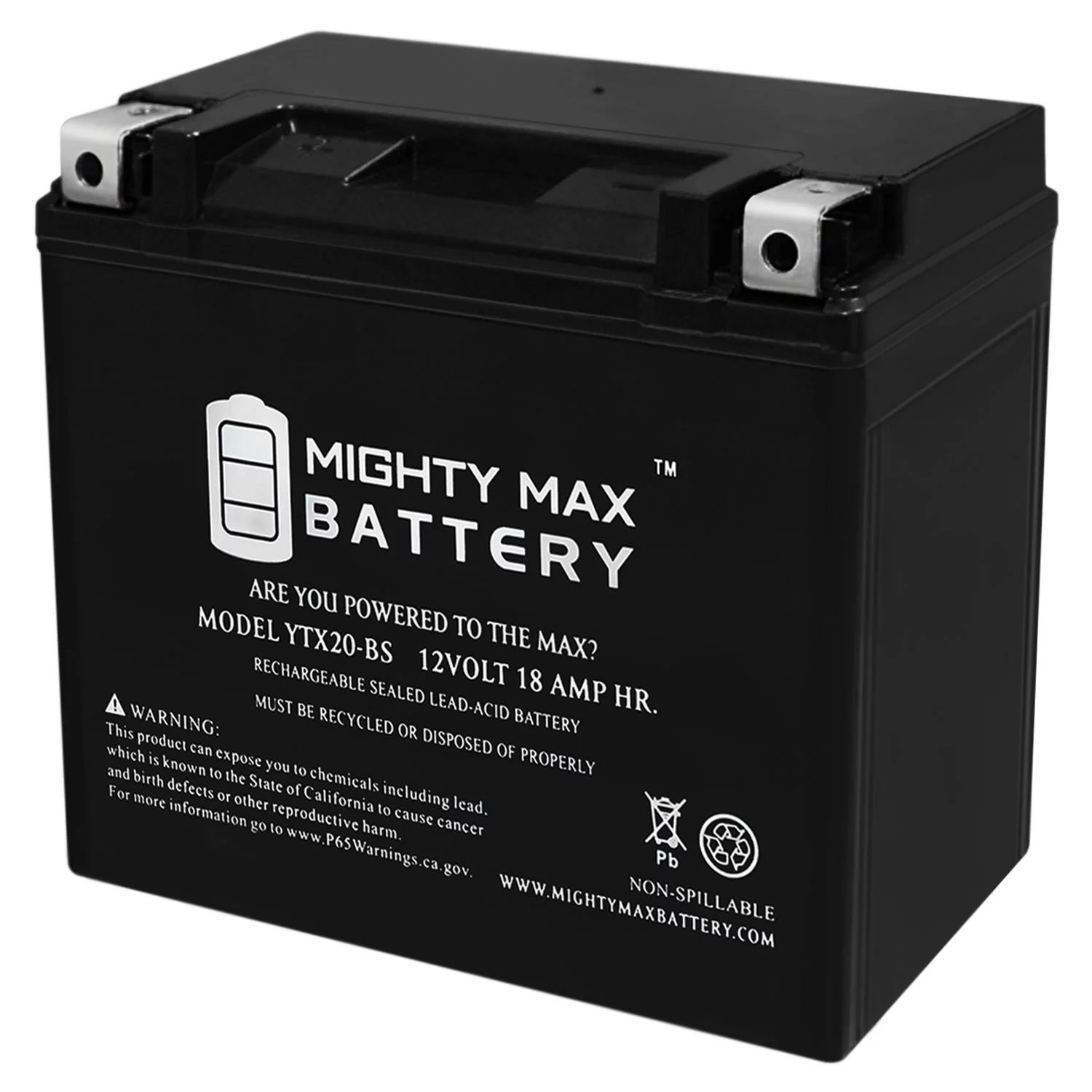 12V 18Ah Battery for Powersport Motorcycle Snowmobile - Inhomebuy