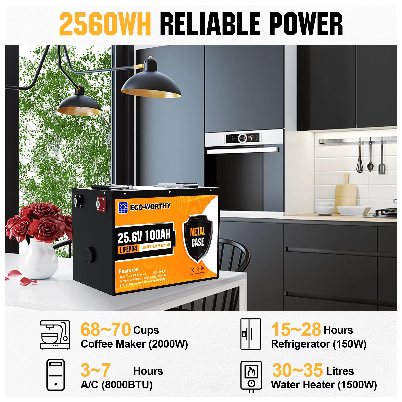 Eco-Worthy 12V 20AH Lithium Battery LiFePO4 Battery Deep Cycle for Outdoor Camping RV Boat Solar System - Inhomebuy