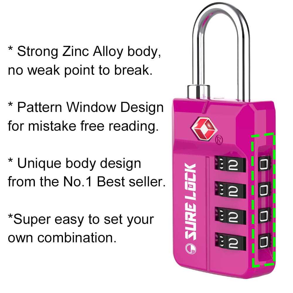SURE LOCK Tsa Approved Travel Luggage Locks Open Alert Combination Lock for School Office Gym Locker,Toolbox - Inhomebuy