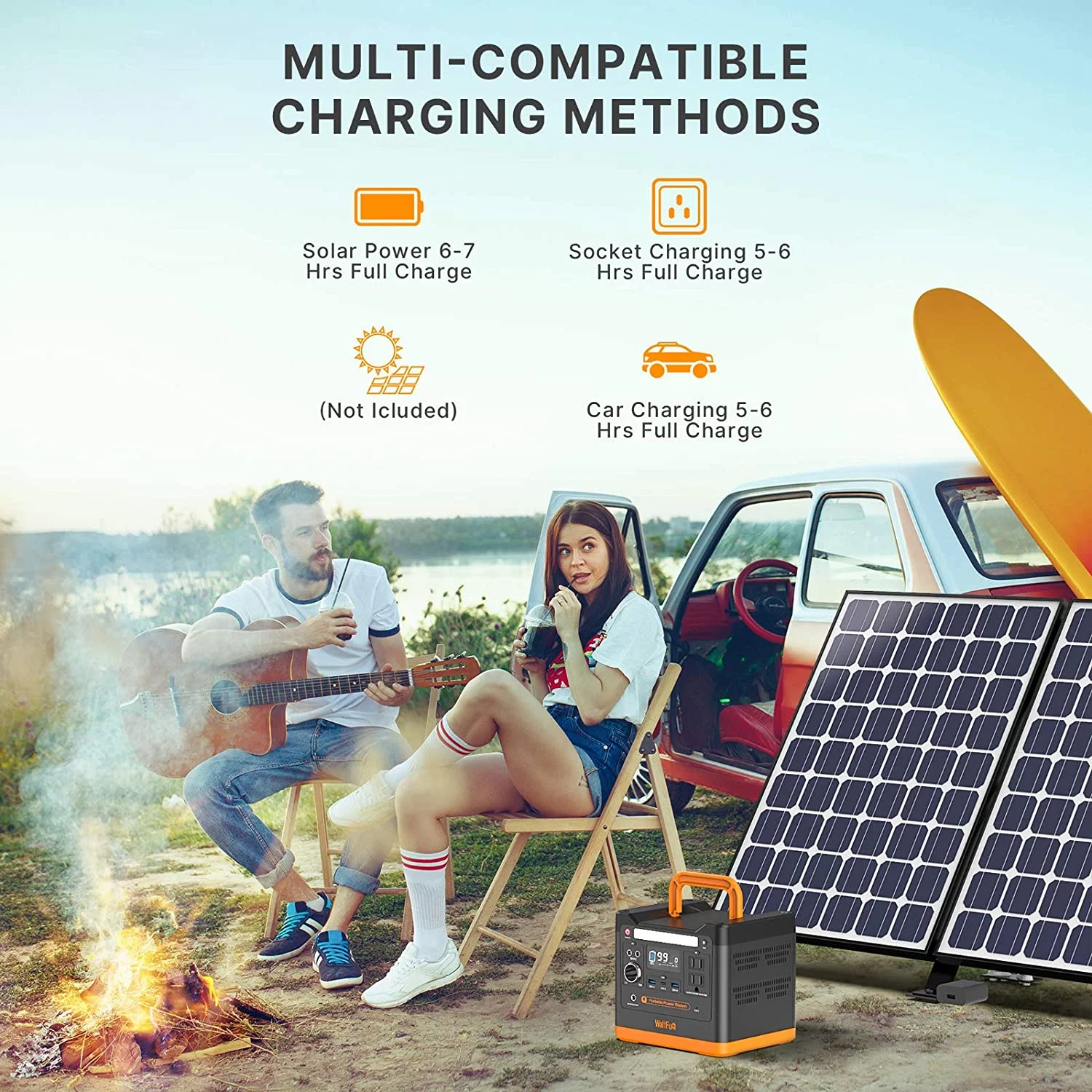Wattfun Portable Power Station, 96000mAh/298Wh LiFePO4 Solar Generator - Inhomebuy