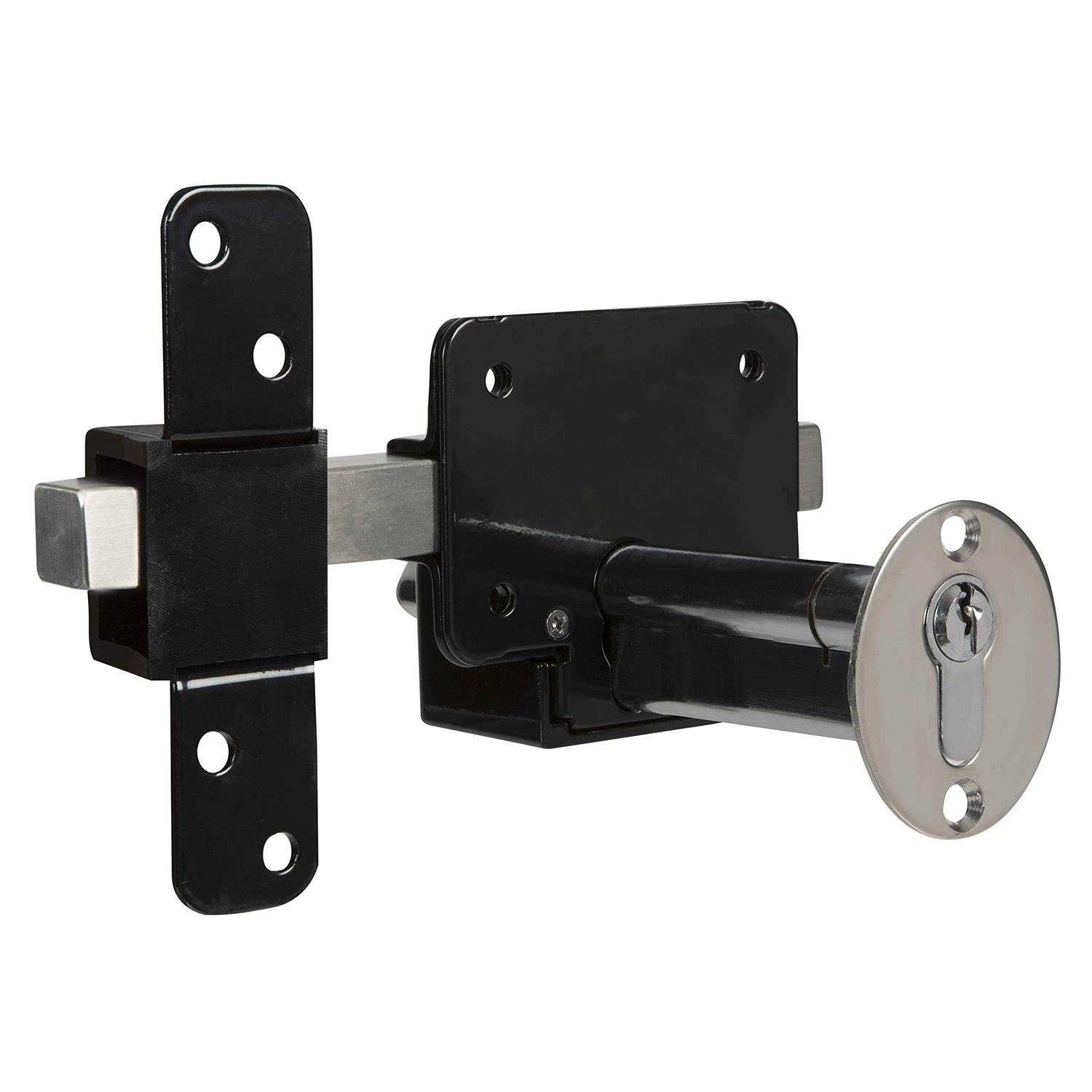 GateMate 1490096 Long Throw Lock Heavy Duty Stainless Steel in Black Finish - Inhomebuy