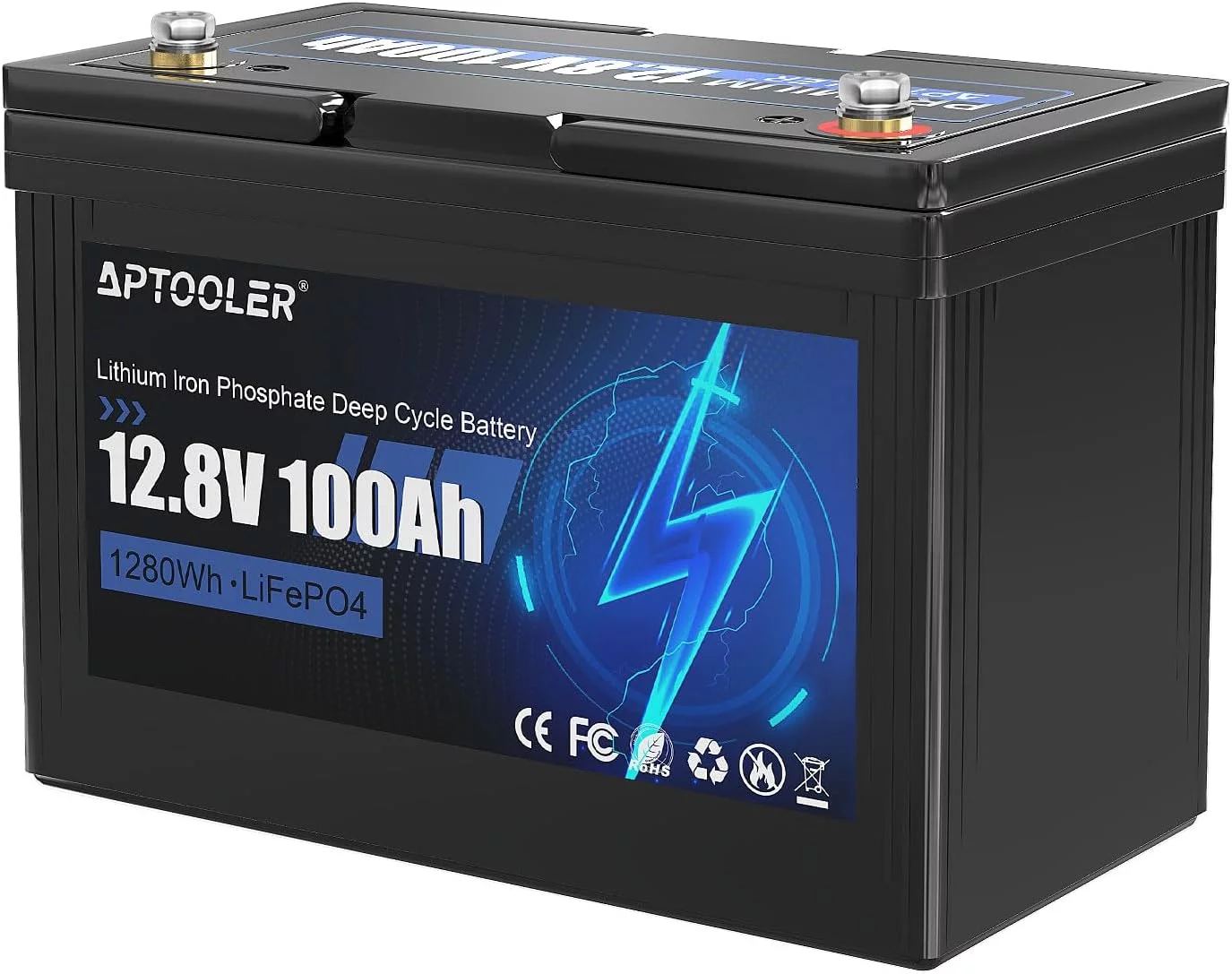 Vpment 12V 100Ah LiFePO4 Battery Built-in 100A BMS, 1280W Load Power, Up to 15000 Cyclese, Perfect for Solar Energy Storage, Backup Power, RV, Camping, Off-Grid - Inhomebuy