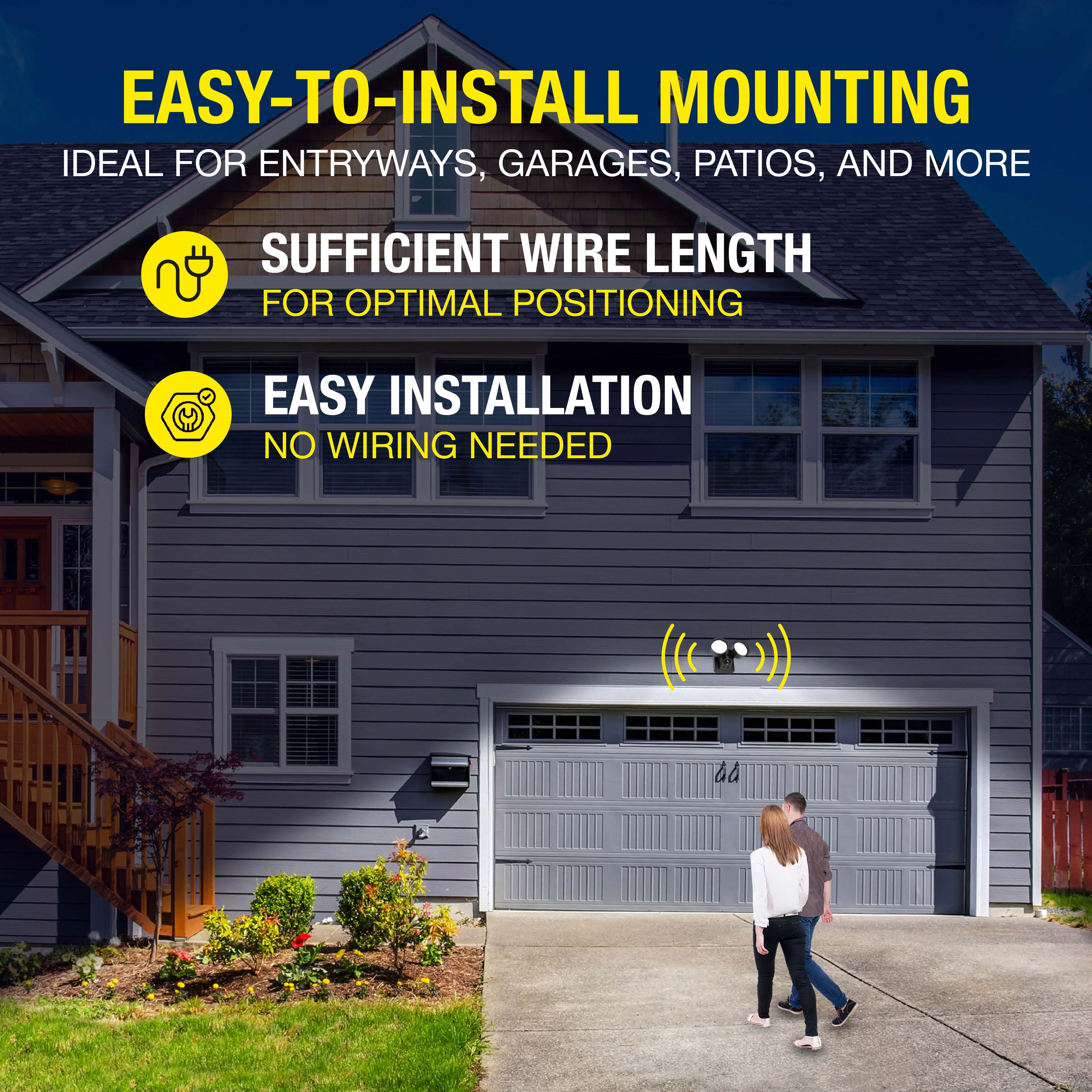 Hyper Tough 2-Head LED Direct Wire Motion Sensing Outdoor Security Light, Black, 120 degree, 2500 Lumens, 120V - Inhomebuy