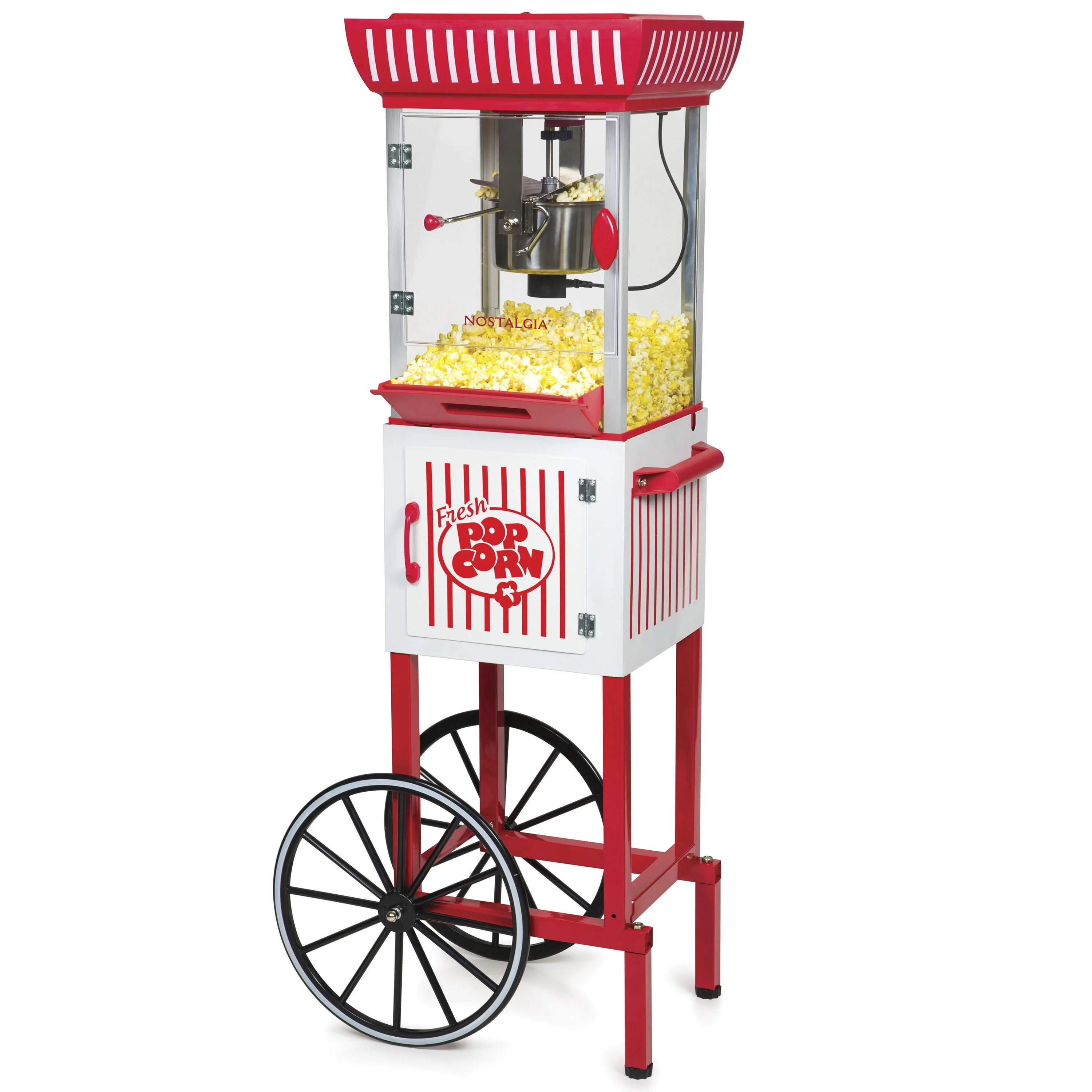 48-Inch 2.5-Oz. Popcorn Cart, Red/White - Inhomebuy