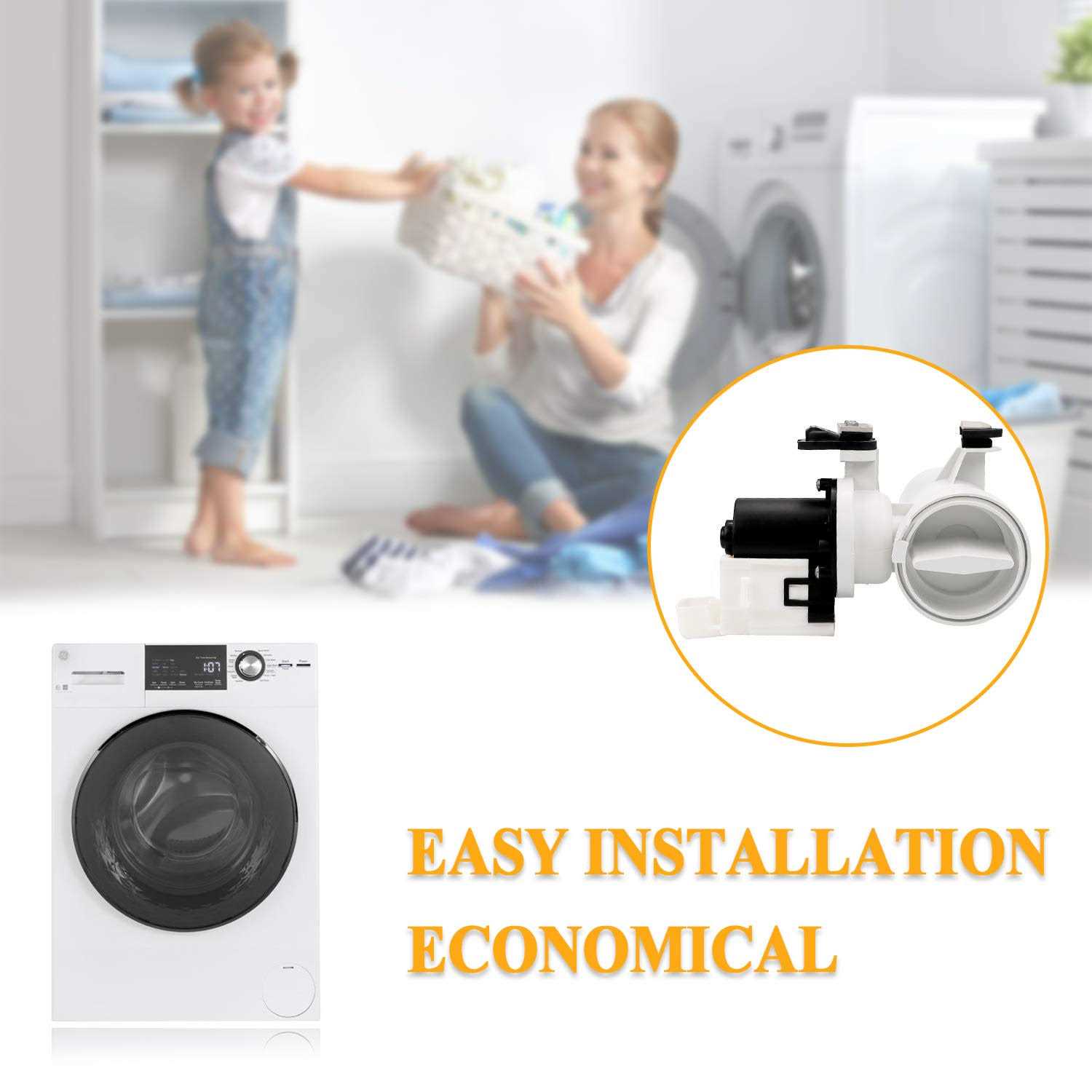 TOMOON Updated W10536347 Washer Drain Pump Assembly with 3 Mounting Screws -Exact for Whirlpool Cabrio, Kenmore Oasis, and Maytag Bravos model washing - Inhomebuy