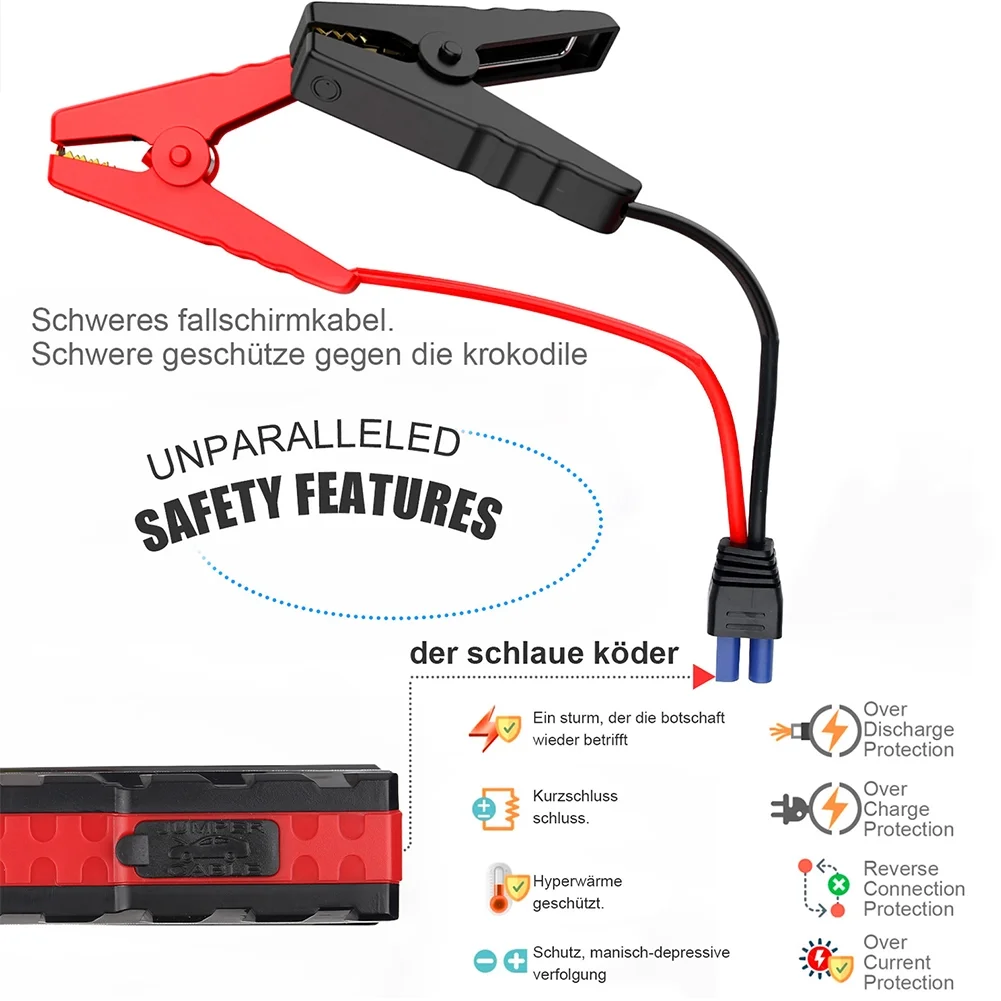 Car Jump Starter,5000A Peak 99800mAh Battery Jump Starter, 12V Car Battery Charger, Auto Battery Booster w/ LCD Display & 3 LED Modes, Portable Power Bank Charger - Inhomebuy