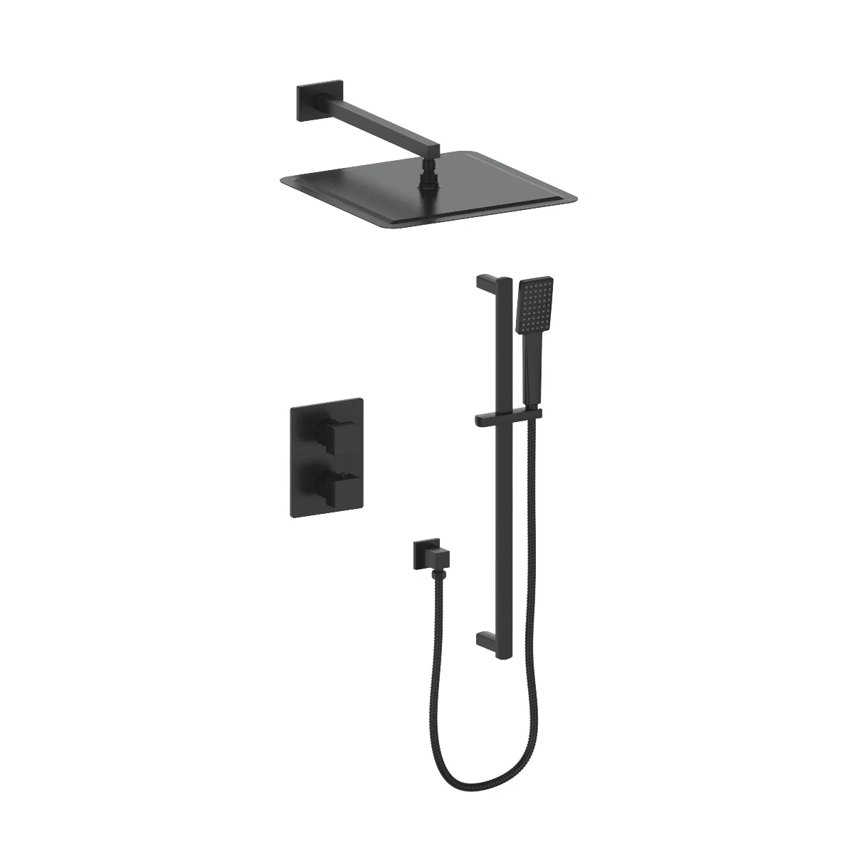 ZLINE Crystal Bay Thermostatic Shower System in Matte Black, CBY-SHS-T2-MB - Inhomebuy