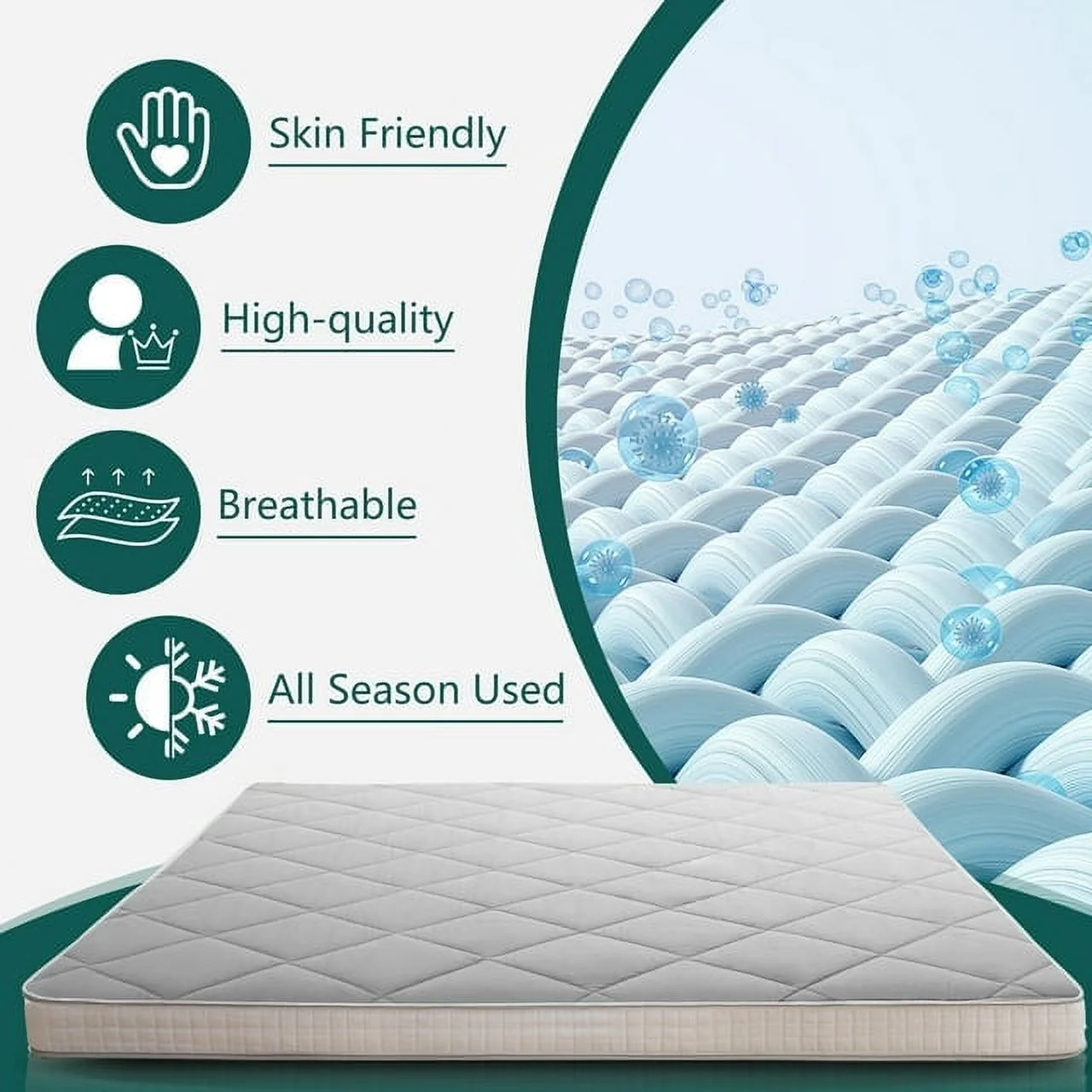 ABORON Japanese Floor Mattress, Upgraded Reversible Winter Futon Mattress Foam Mattress, 4