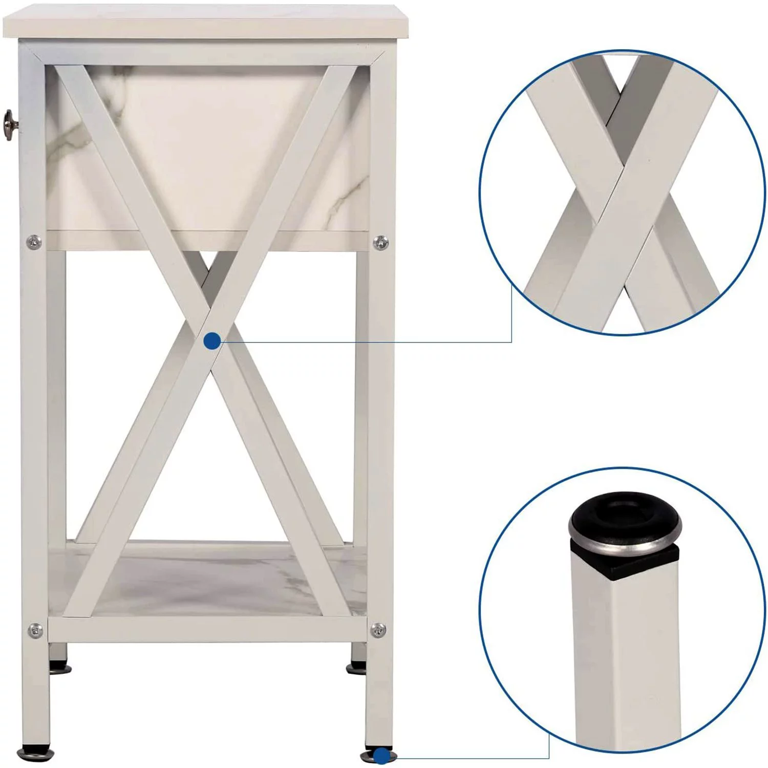 VECELO 3-Piece Bedroom Set with Queen Size Bed Frame and 1-Drawer Brown Nightstands - Inhomebuy