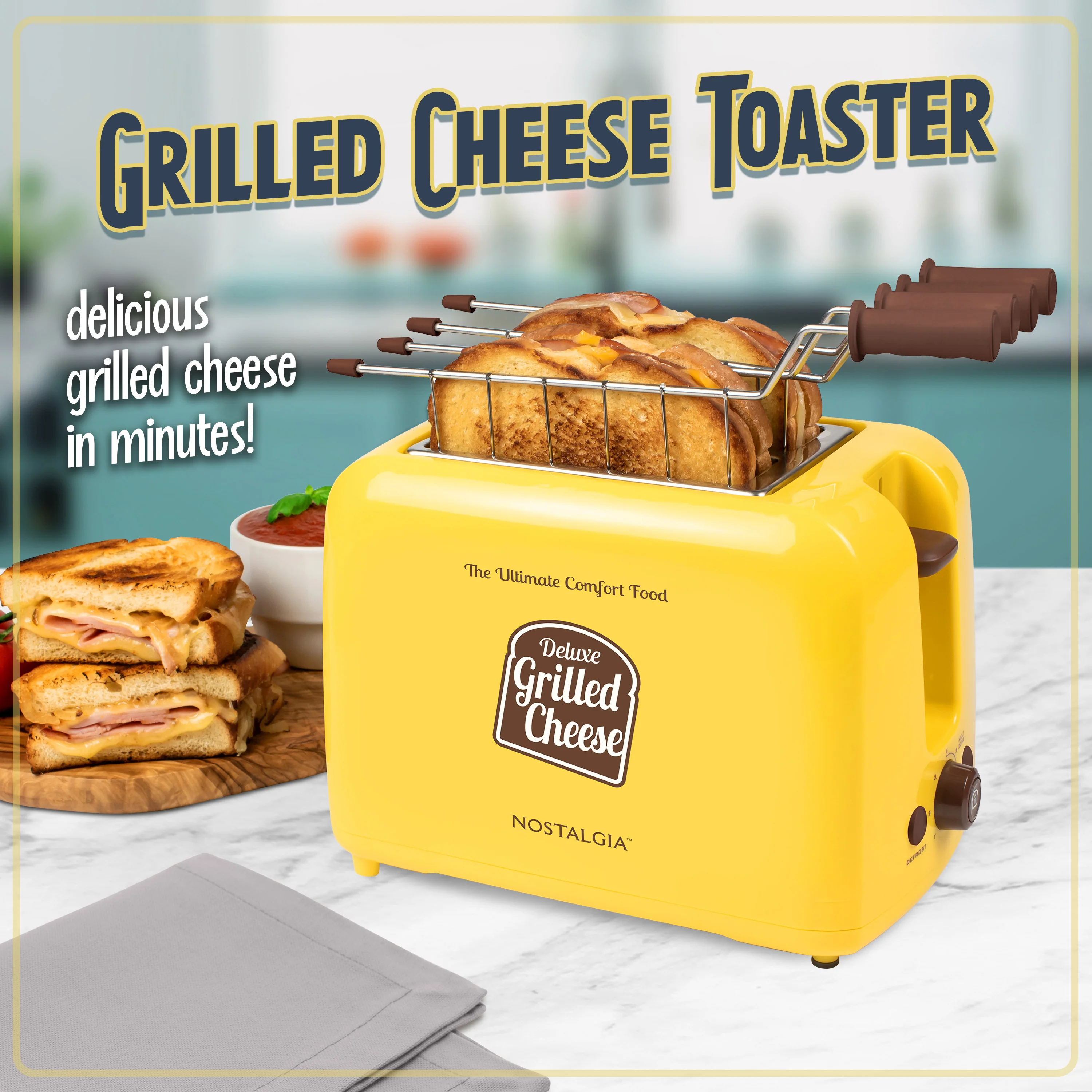 Deluxe Grilled Cheese Sandwich Toaster with Toasting Baskets with Extra Wide Slots - Inhomebuy