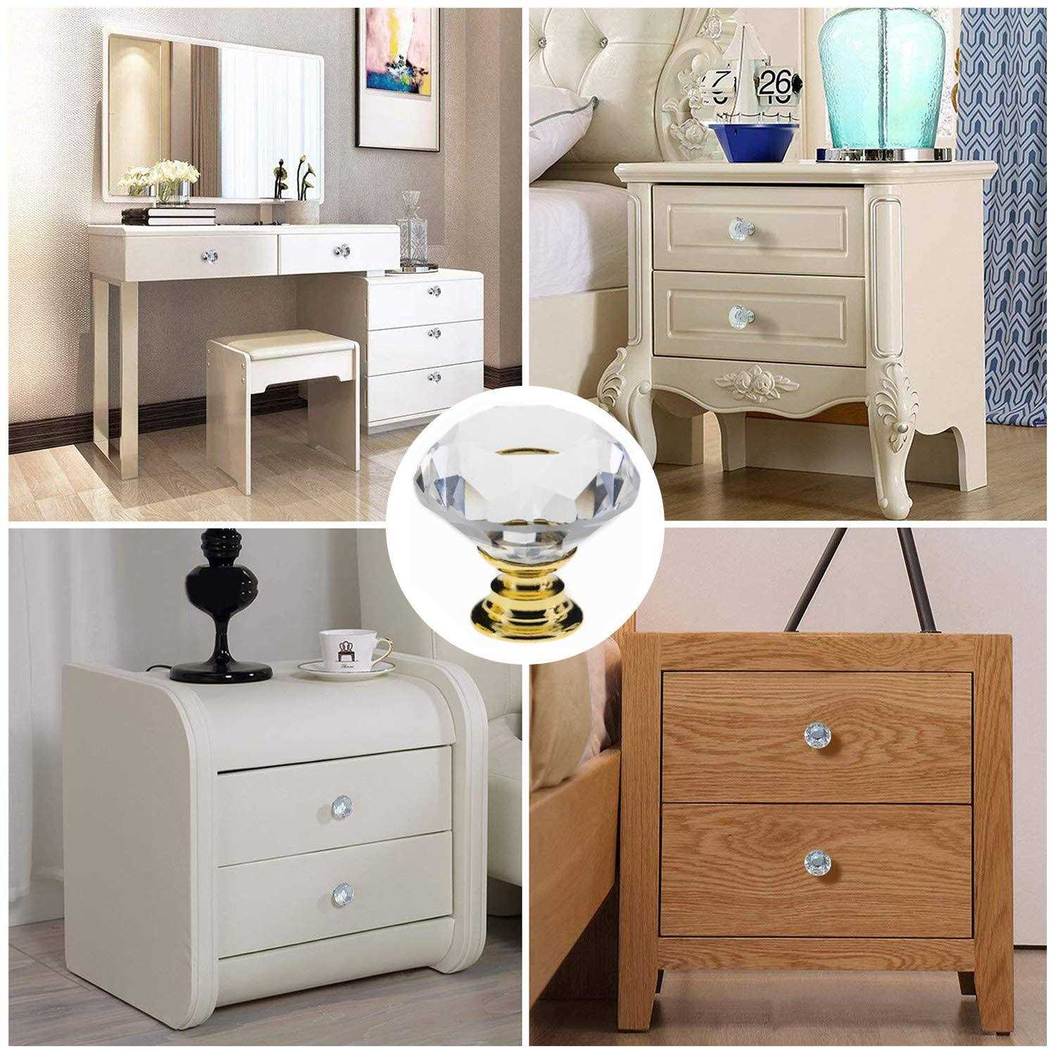 Yourgift Drawer Knobs Diamond Shaped Crystal Glass 30mm Cabinet Knobs Pull Handles - Inhomebuy