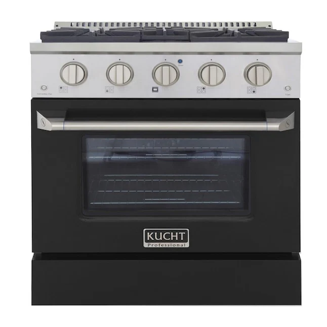 Kucht Professional 30 in. 4.2 cu ft. Natural Gas Range with Black Door and Silver Knobs, KNG301-K - Inhomebuy
