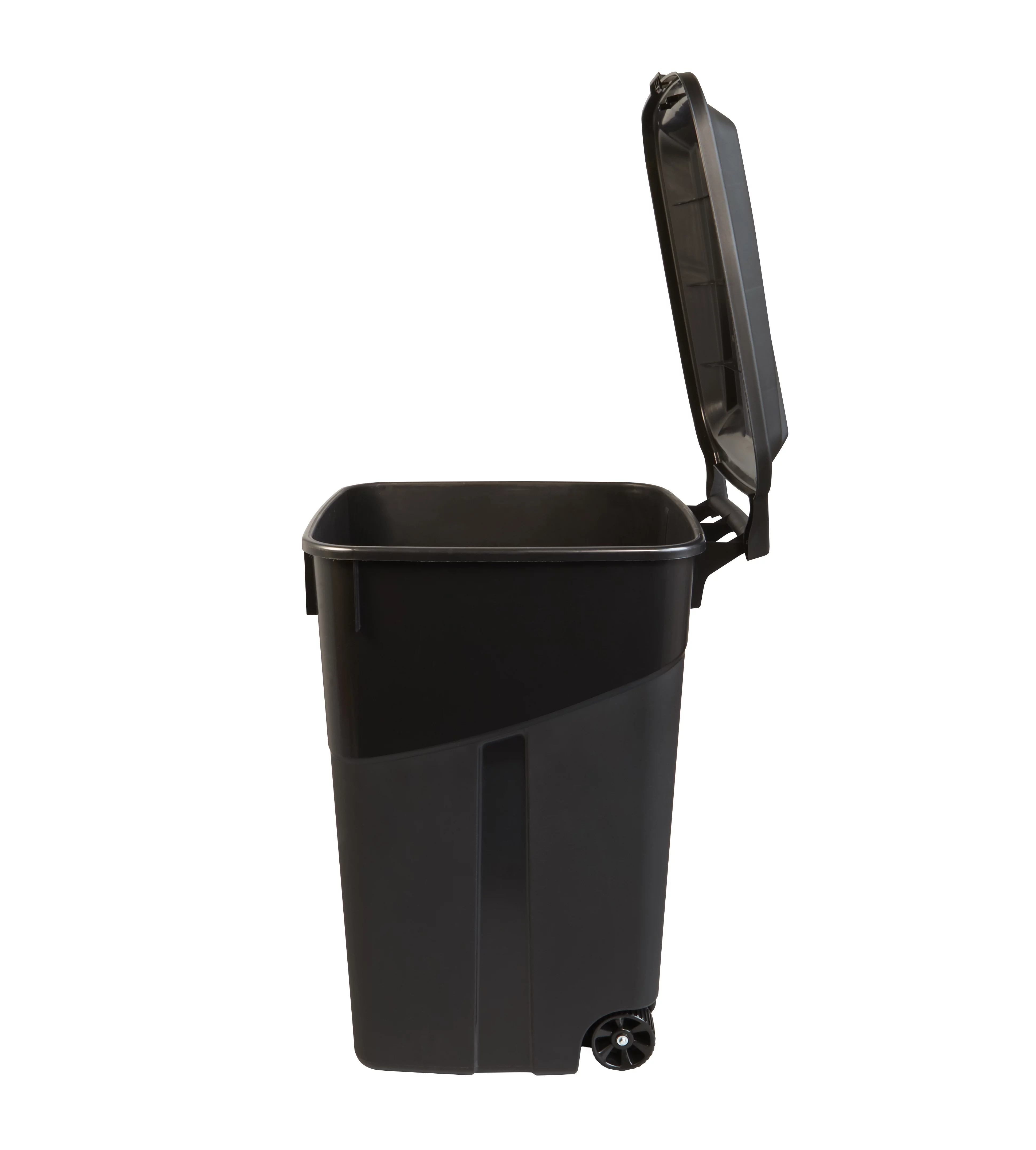Hyper Tough 45 Gallon Wheeled Heavy Duty Plastic Garbage Can, Attached Lid, Black - Inhomebuy