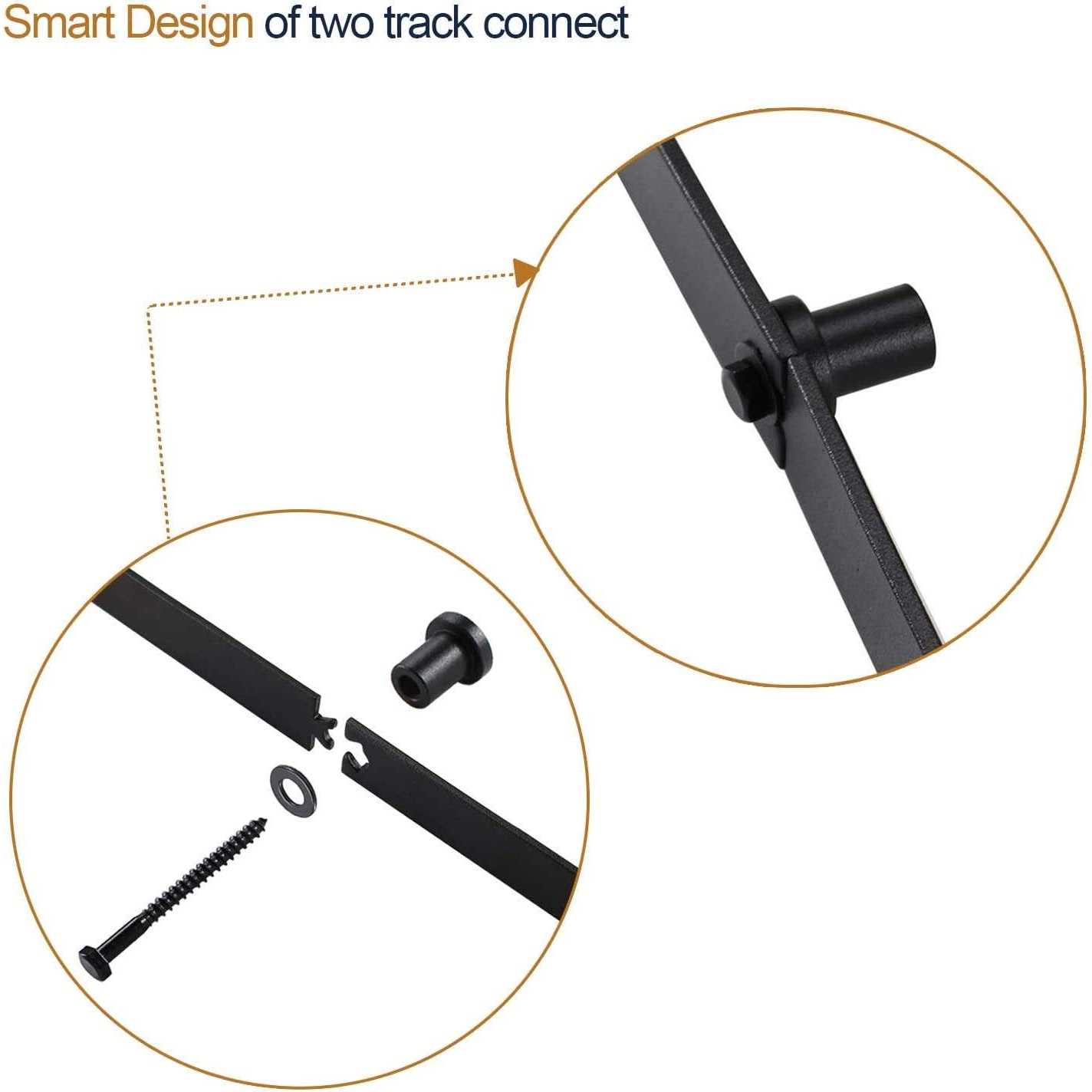 EaseLife 8 ft Double Door Sliding Barn Door Hardware Track Kit,Basic J Pulley,Heavy Duty,Slide Smoothly Quietly,Easy Install - Inhomebuy