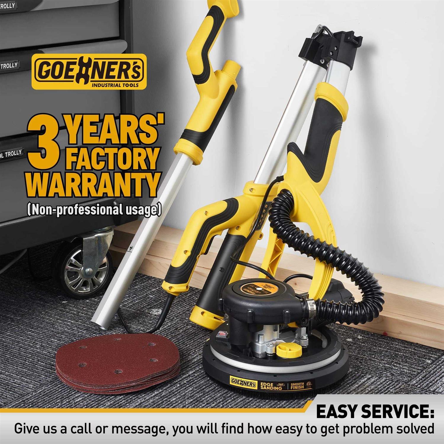 Drywall Sander Electric Drywall Sander 1390W 8.5A Variable Speed 900-2600RPM Wall Sander - Inhomebuy