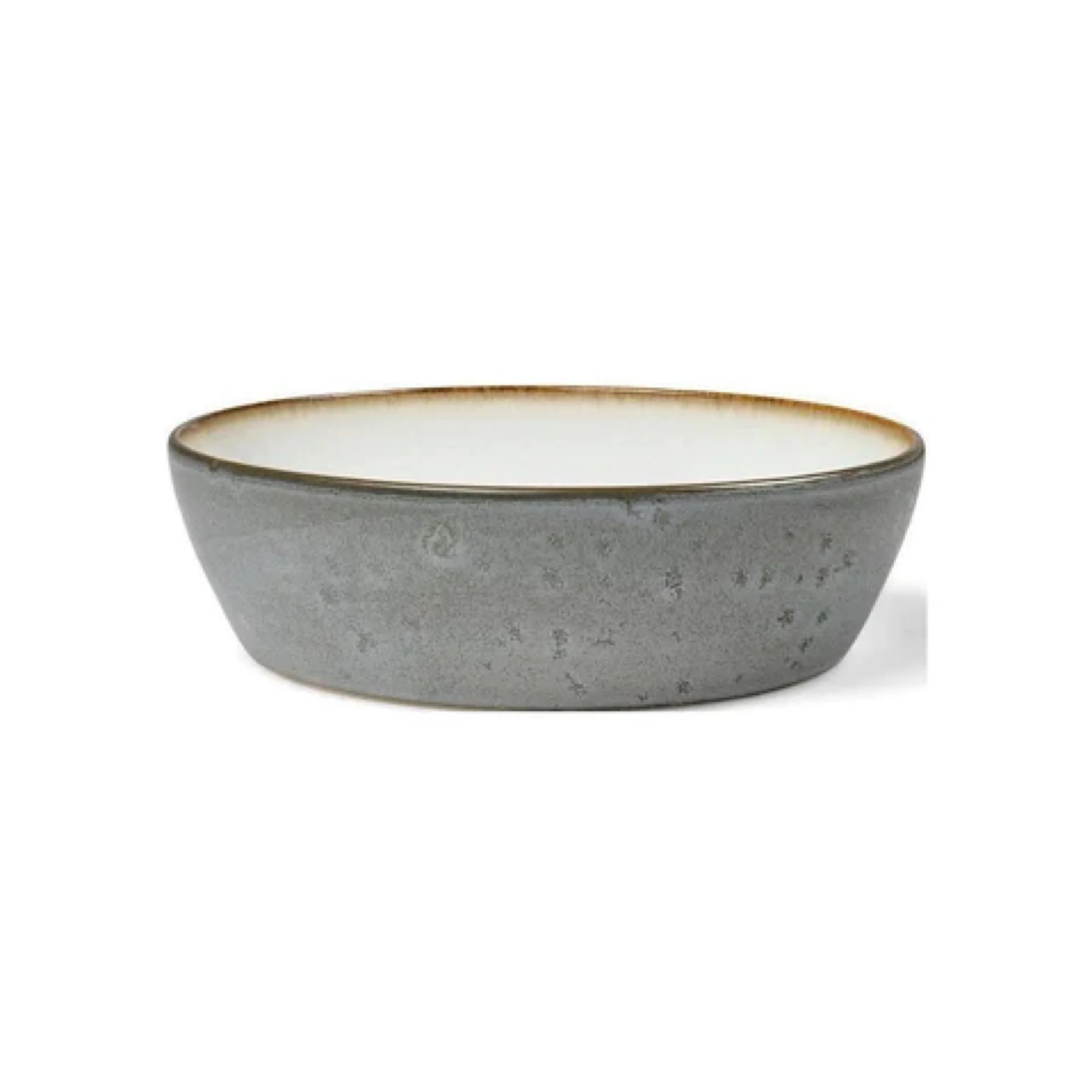 Stoneware Bowl Plate Deep 18cm Grey Cream - Inhomebuy