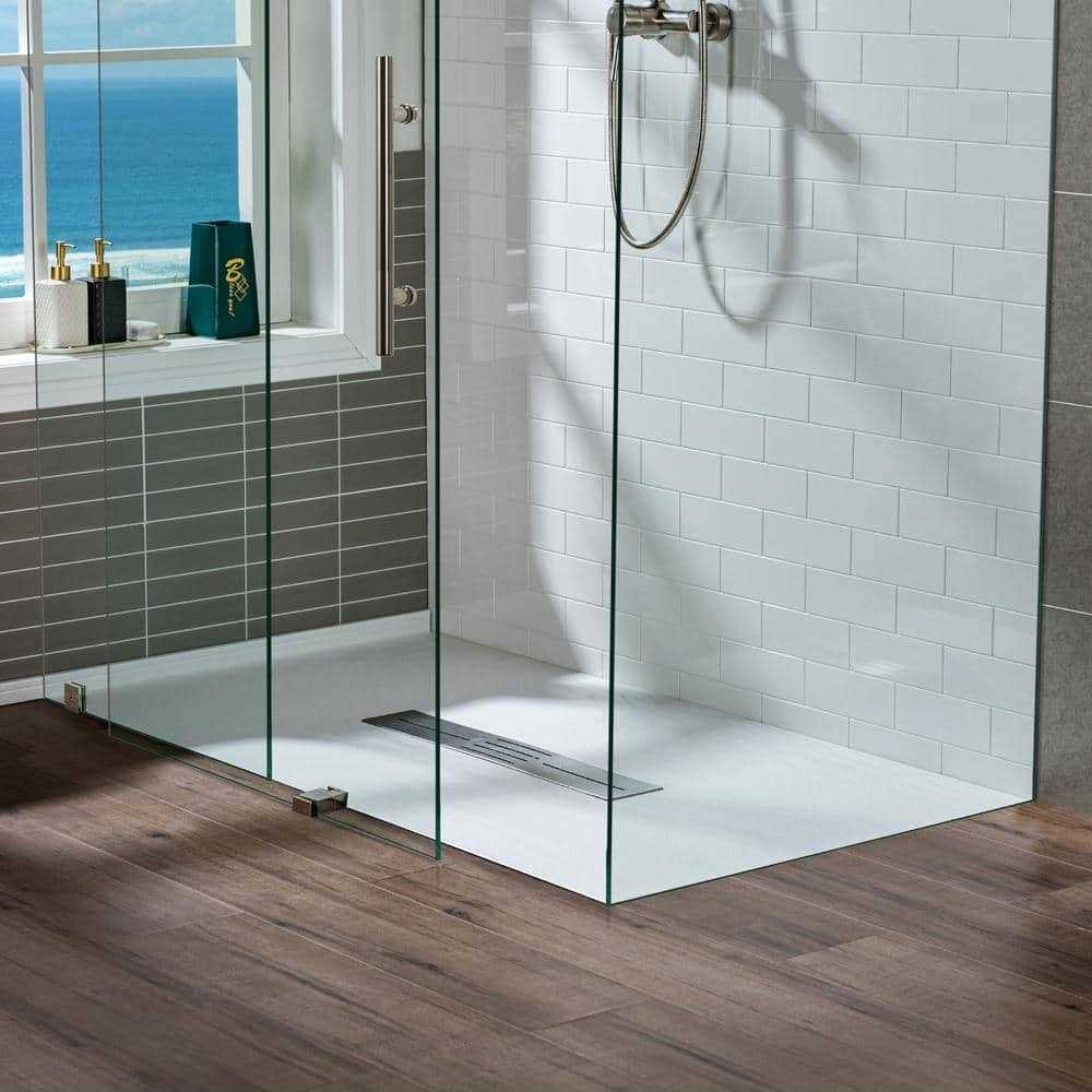 WOODBRIDGE Alcove Zero Threshold Shower Pan Base Drain - Inhomebuy