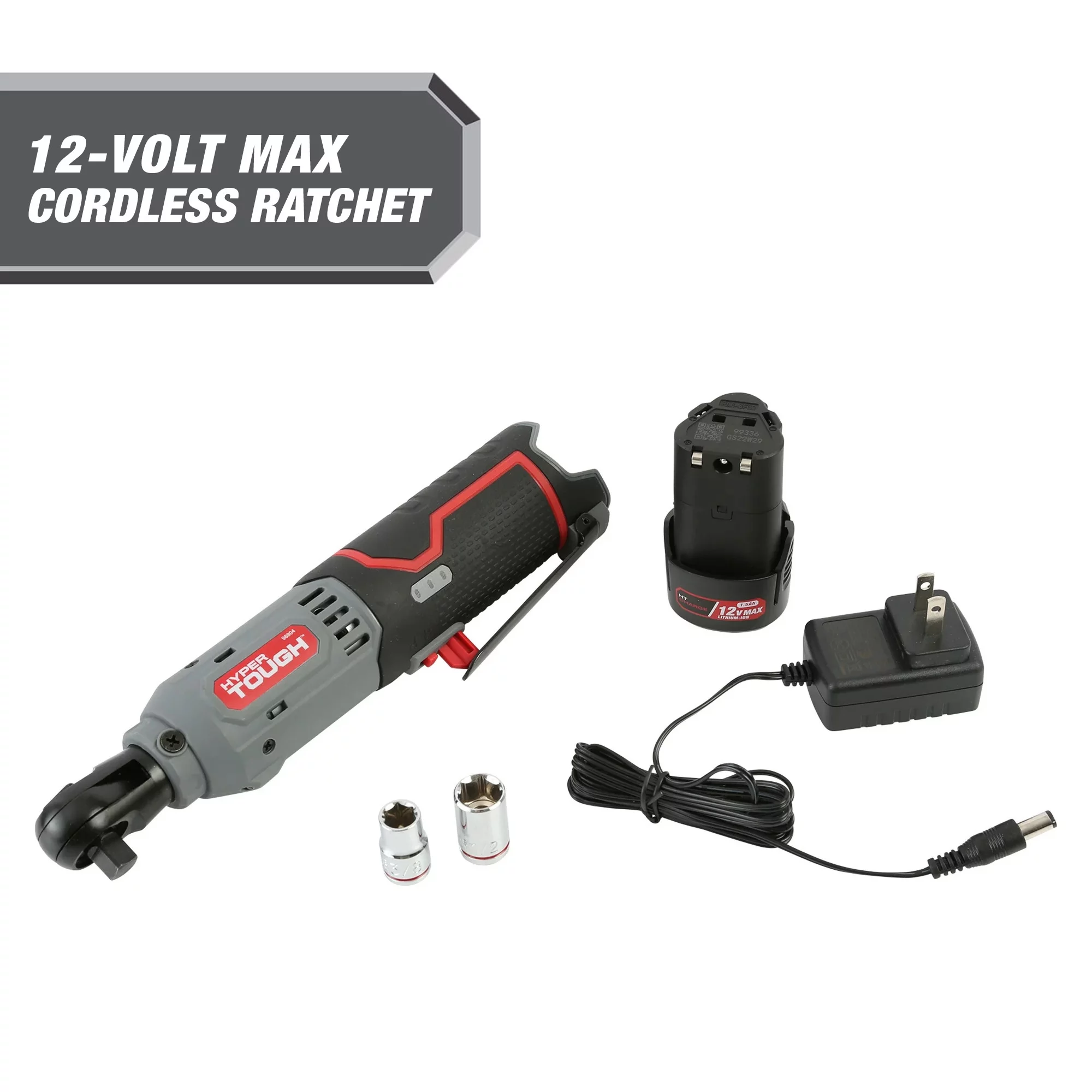 Hyper Tough 12-Volt Cordless Ratchet Wrench Plus 4 Ah Battery, 98804 - Inhomebuy