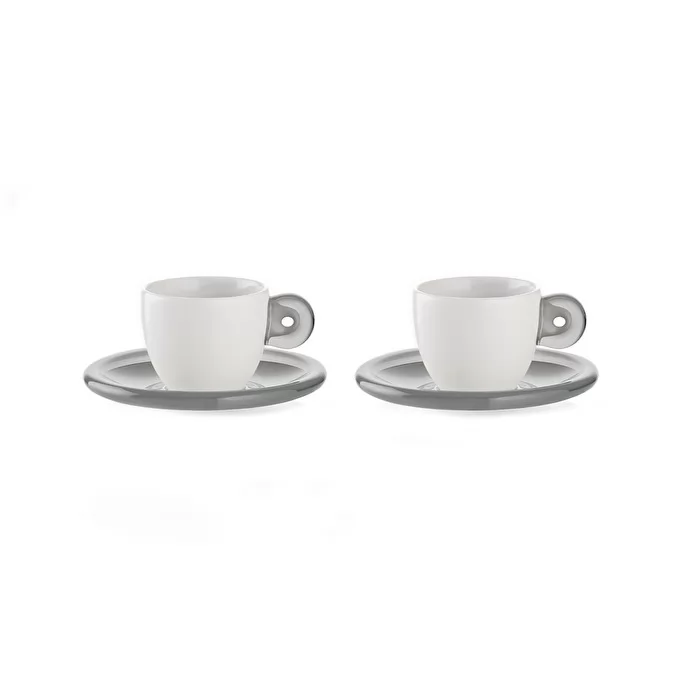 SET 2 ESPRESSO CUPS WITH SAUCERS GOCCE Clear - Inhomebuy