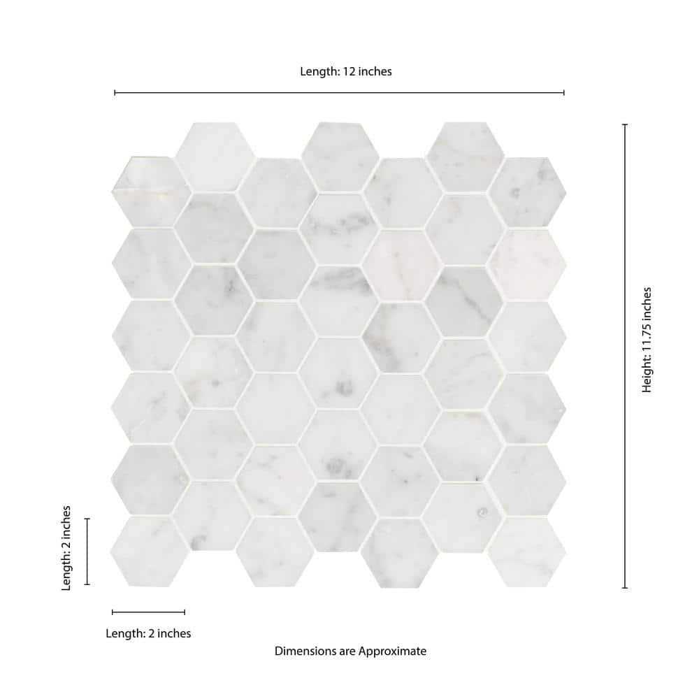 MSI Carrara White Hexagon 11.75 in. x 12 in. x 8mm Honed Marble Mesh-Mounted Mosaic Tile - Inhomebuy