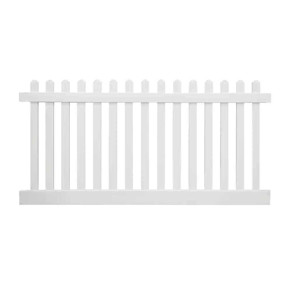 Weatherables Plymouth 5 ft. H x 8 ft. W White Vinyl Picket Fence Panel Kit - Inhomebuy