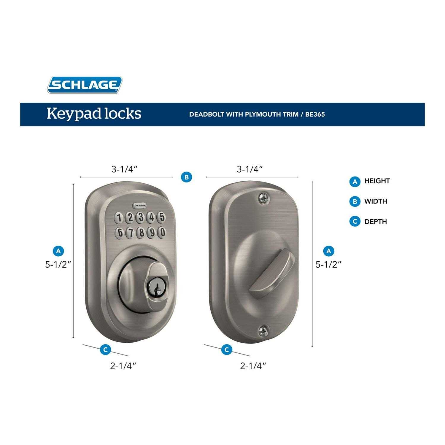 Schlage Deadbolt Keypad - Inhomebuy