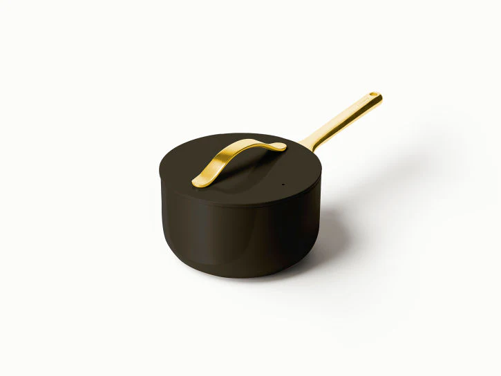 Caraway Sauce Pan in Black with Gold Handle - Inhomebuy