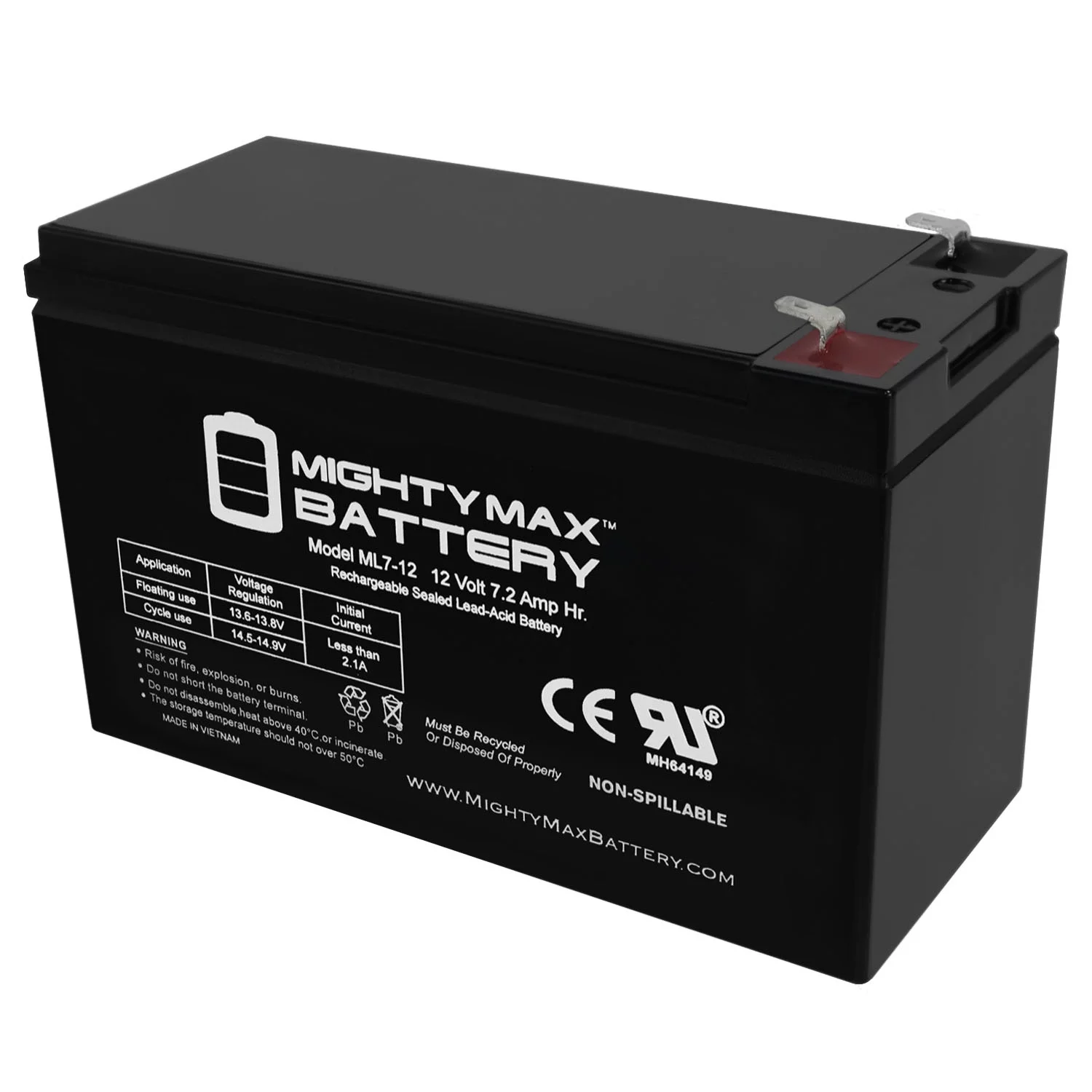 12 Volt 7 Amp Hour Alarm Battery - Inhomebuy