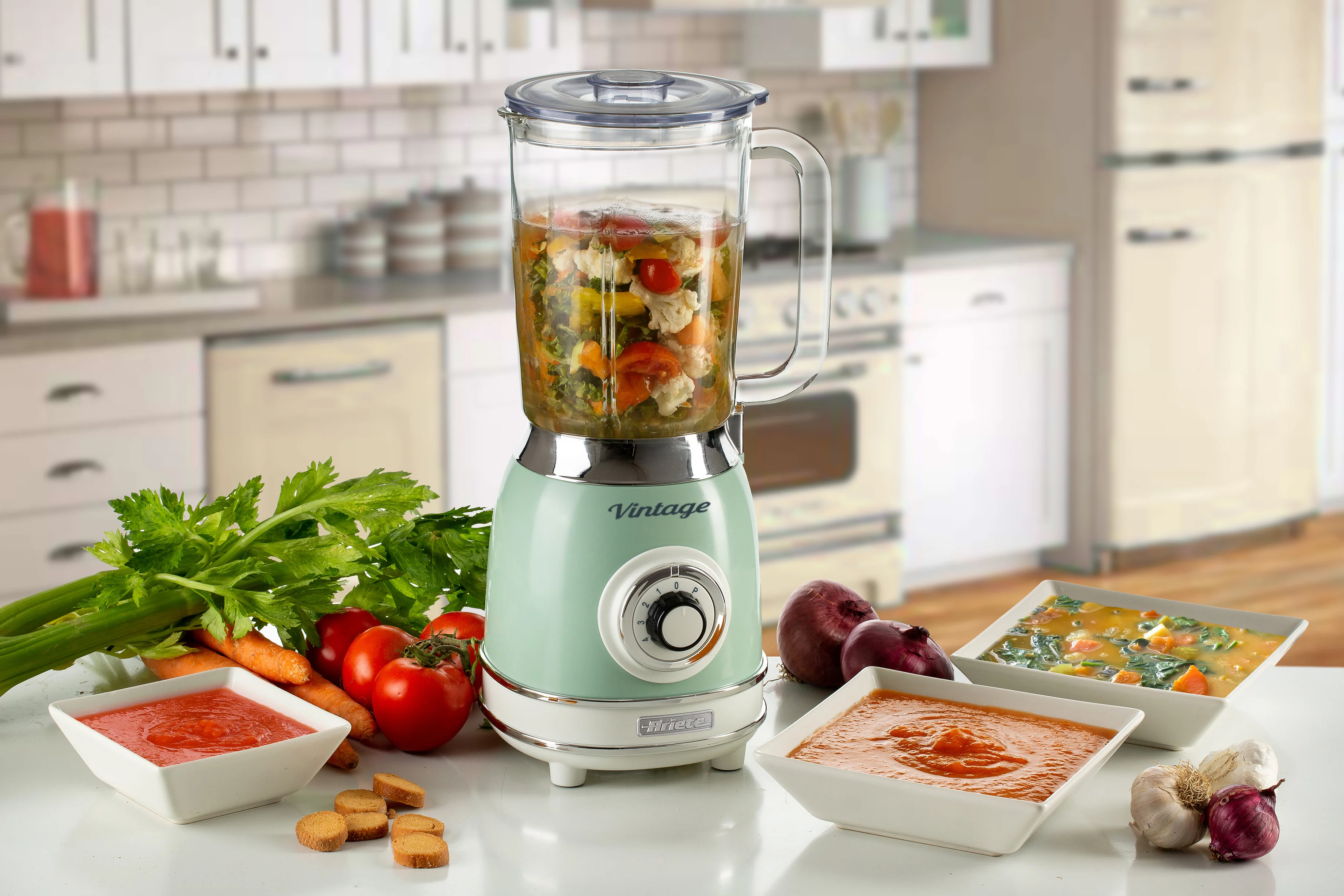 Vintage Blender With Glass Cup Green 1000W - Inhomebuy