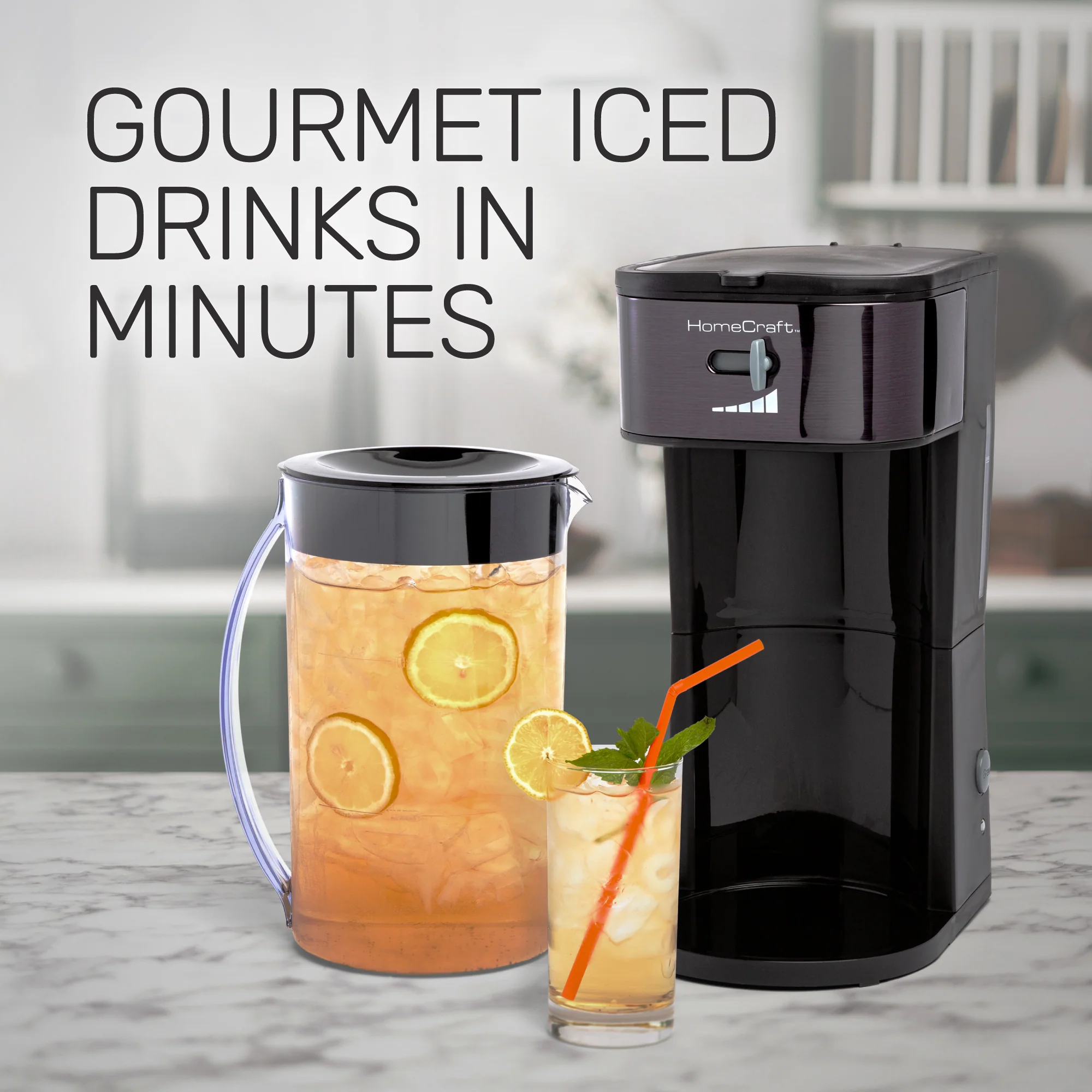 HomeCraft 3-Quart Black Stainless Steel Café' Ice Iced Coffee and Tea Brewing System - Inhomebuy