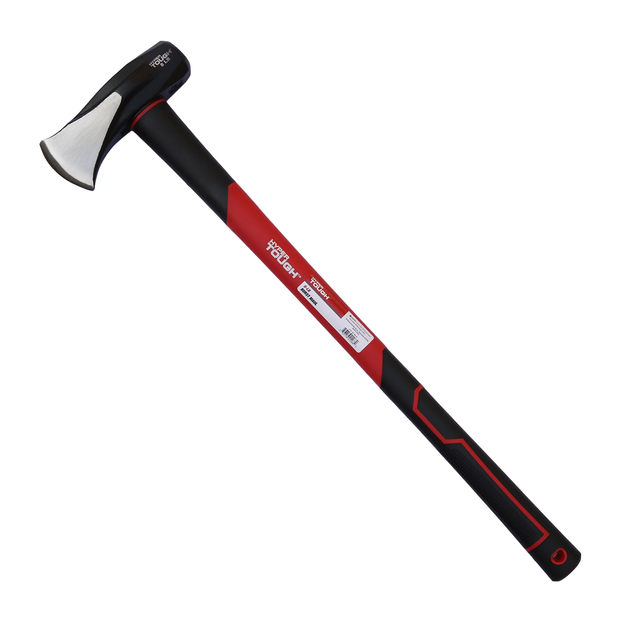 Hyper Tough 8 lb Splitting Burst Axe Maul Red & Black Double Injection Fiberglass 34
