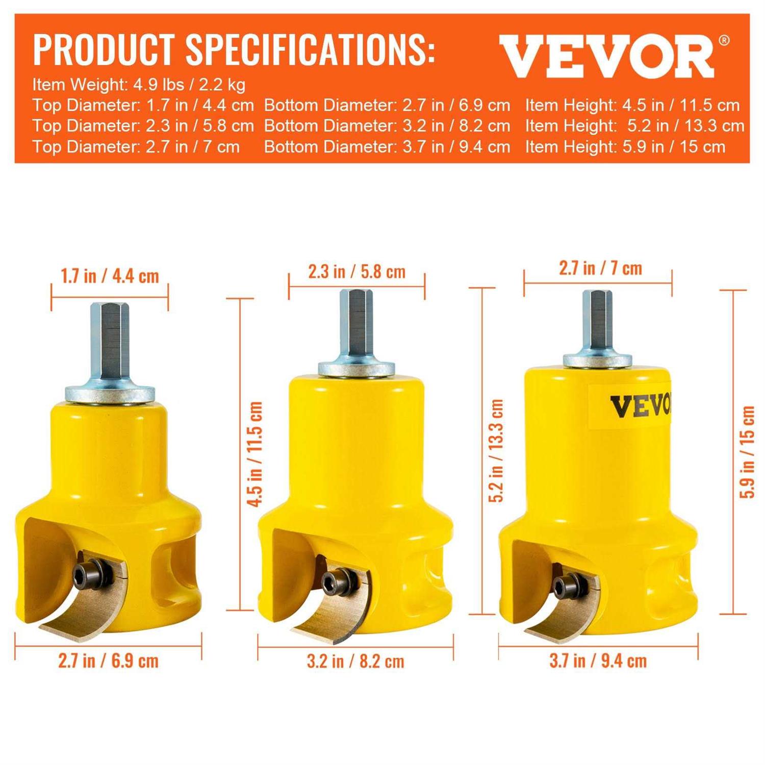 VEVOR Tenon Cutter 1/25.4mm & 1.5 2/50.8mm with Dual Curved Blades & Button Screws Home Master Kit - Inhomebuy