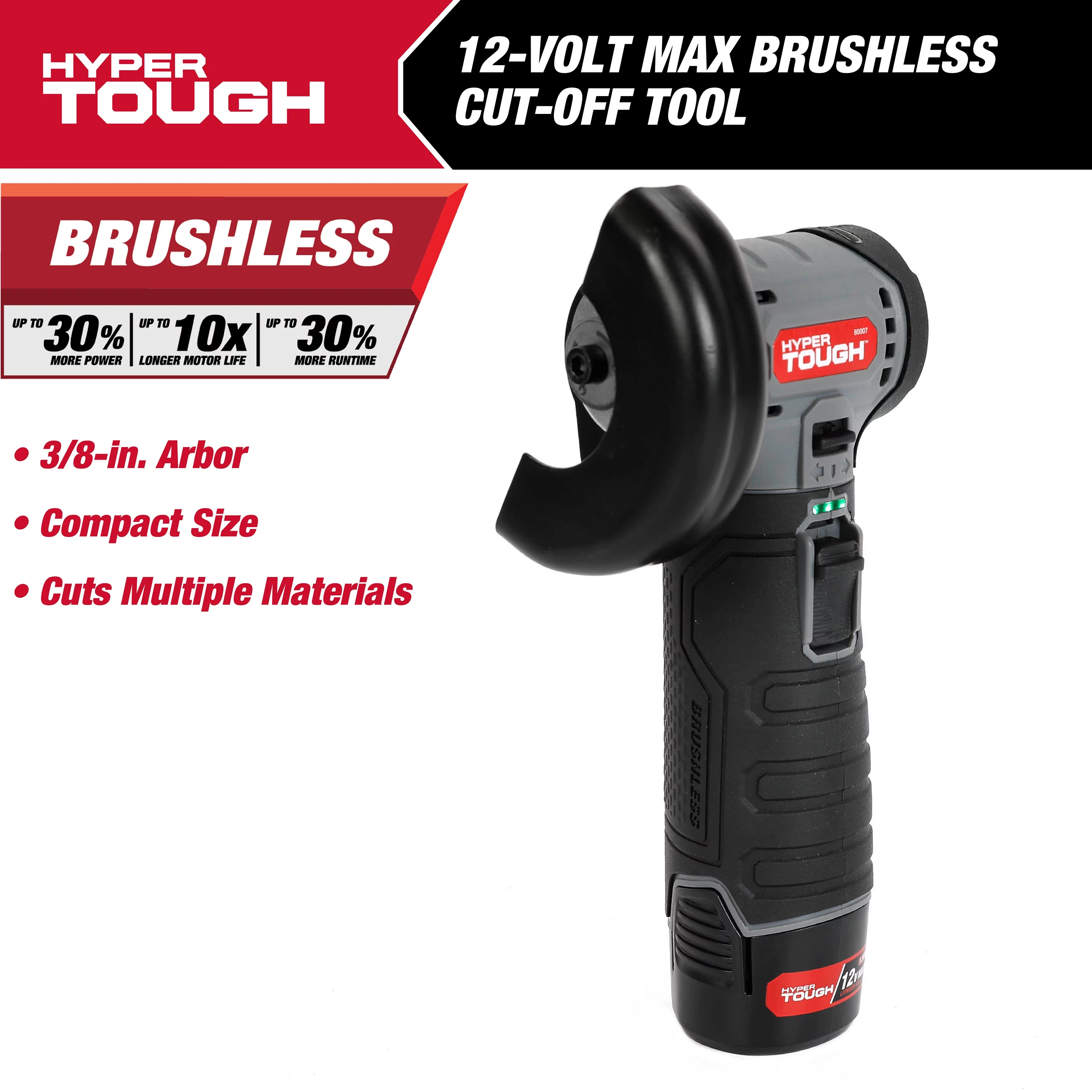Hyper Tough 12-Volt Cordless Brushless Cut Off Tool, 80007 - Inhomebuy