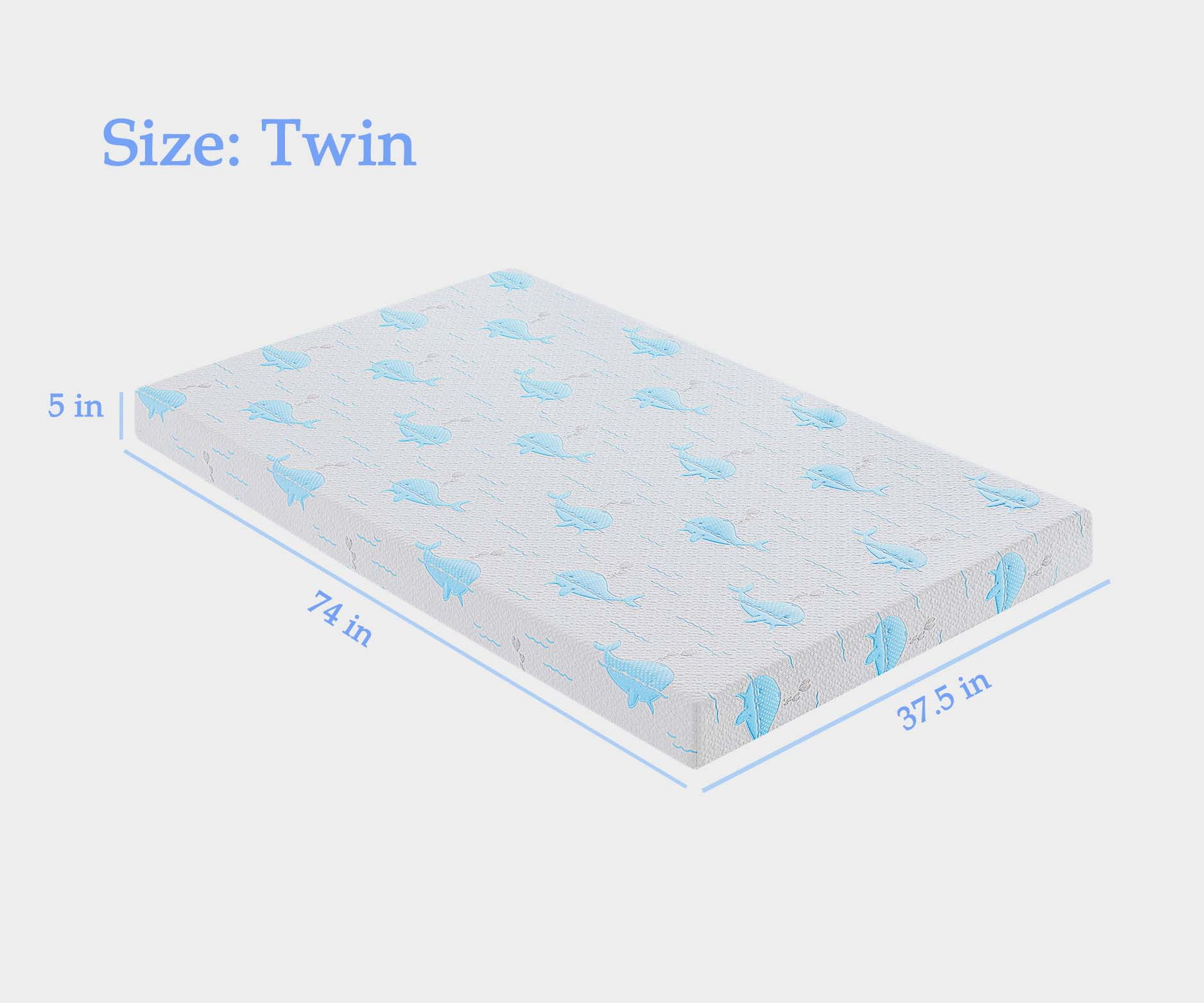 Vipkoe 5 Inch Twin Mattress for Kids Cooling Memory Foam Medium Feel, Bed-in-a-Box - Inhomebuy