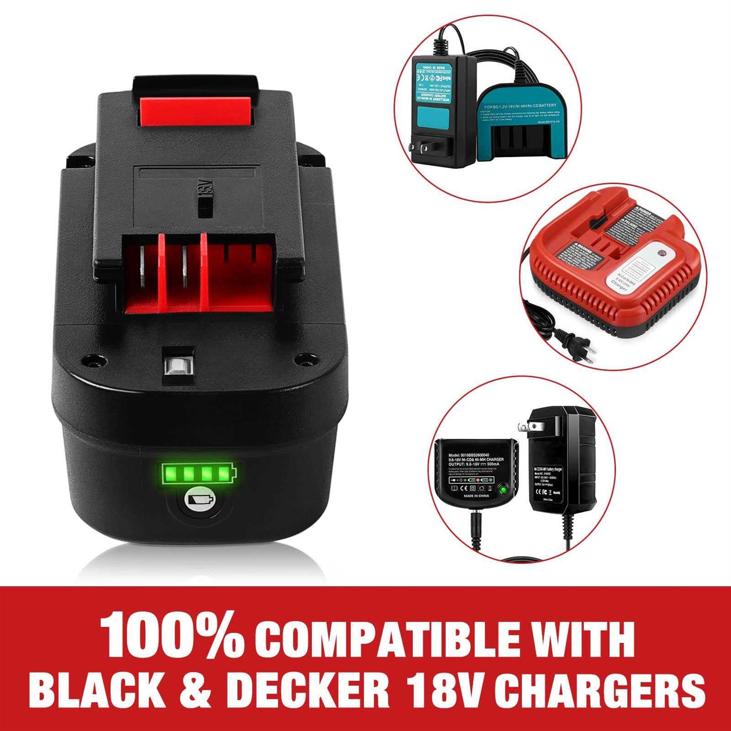 DSANKE 2pack DSANKE replacement for black and decker 18 volt 3.0ah lithium-ion Battery for 244760-00 HPB18 Battery a1718 a18 a18e hp - Inhomebuy