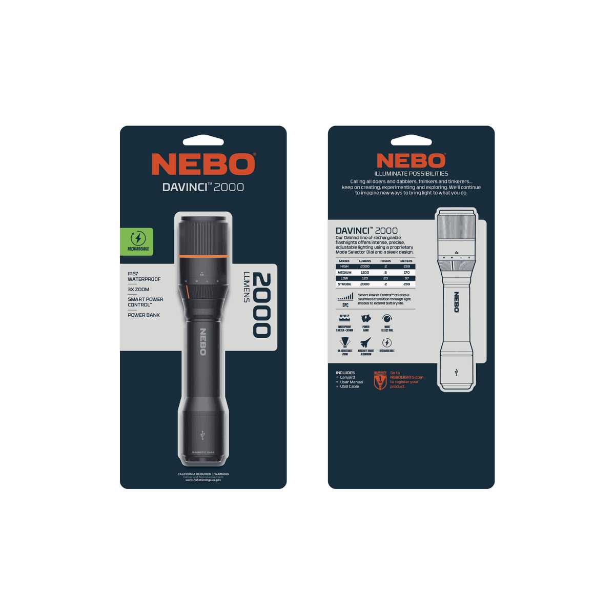 Nebo Davinci 1500 Lumens LED Rechargeable Flashlight - Inhomebuy