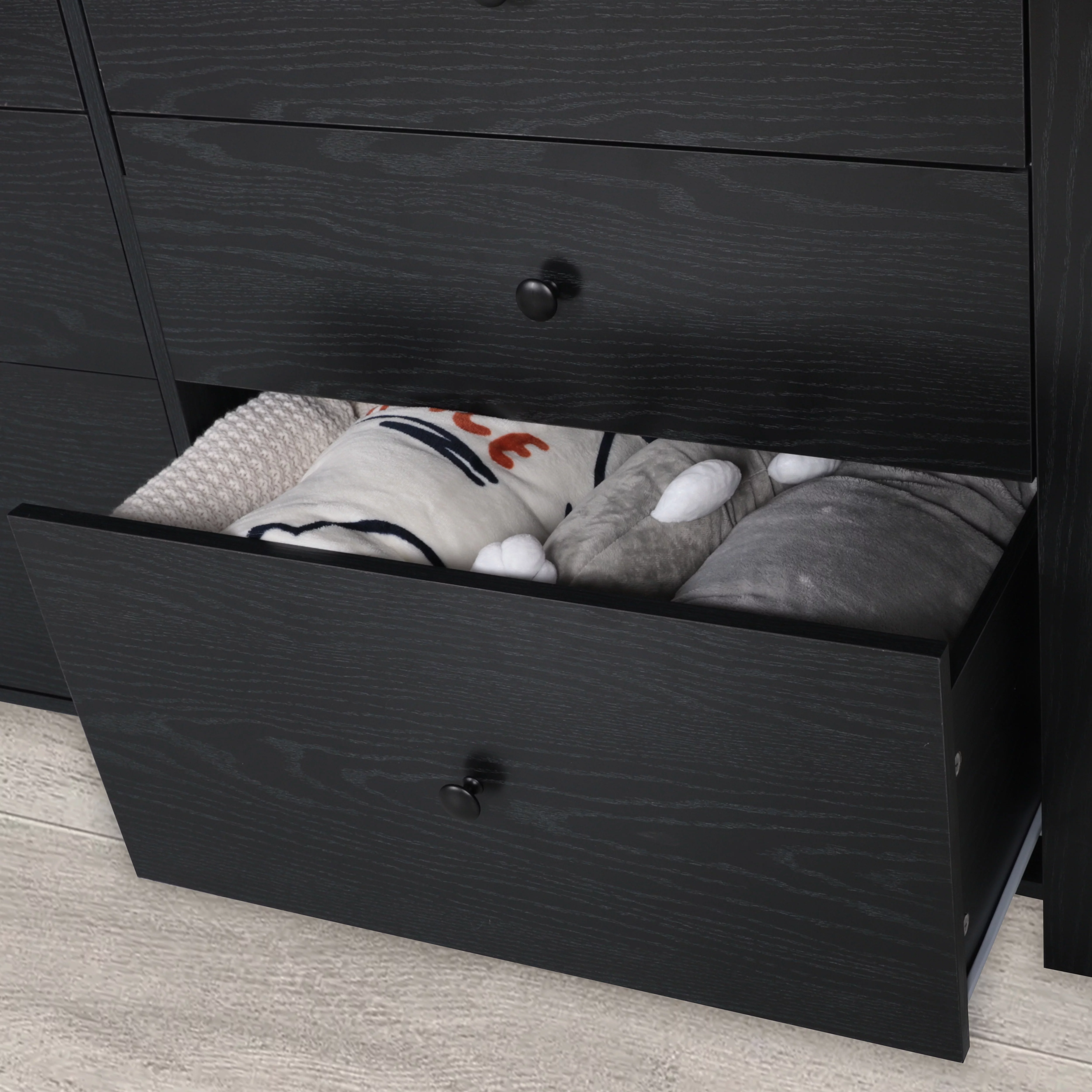 VEIKOUS 6 Drawer Dresser Chest for Bedroom, Storage Chest of Drawers for Closet Organizers, Black - Inhomebuy