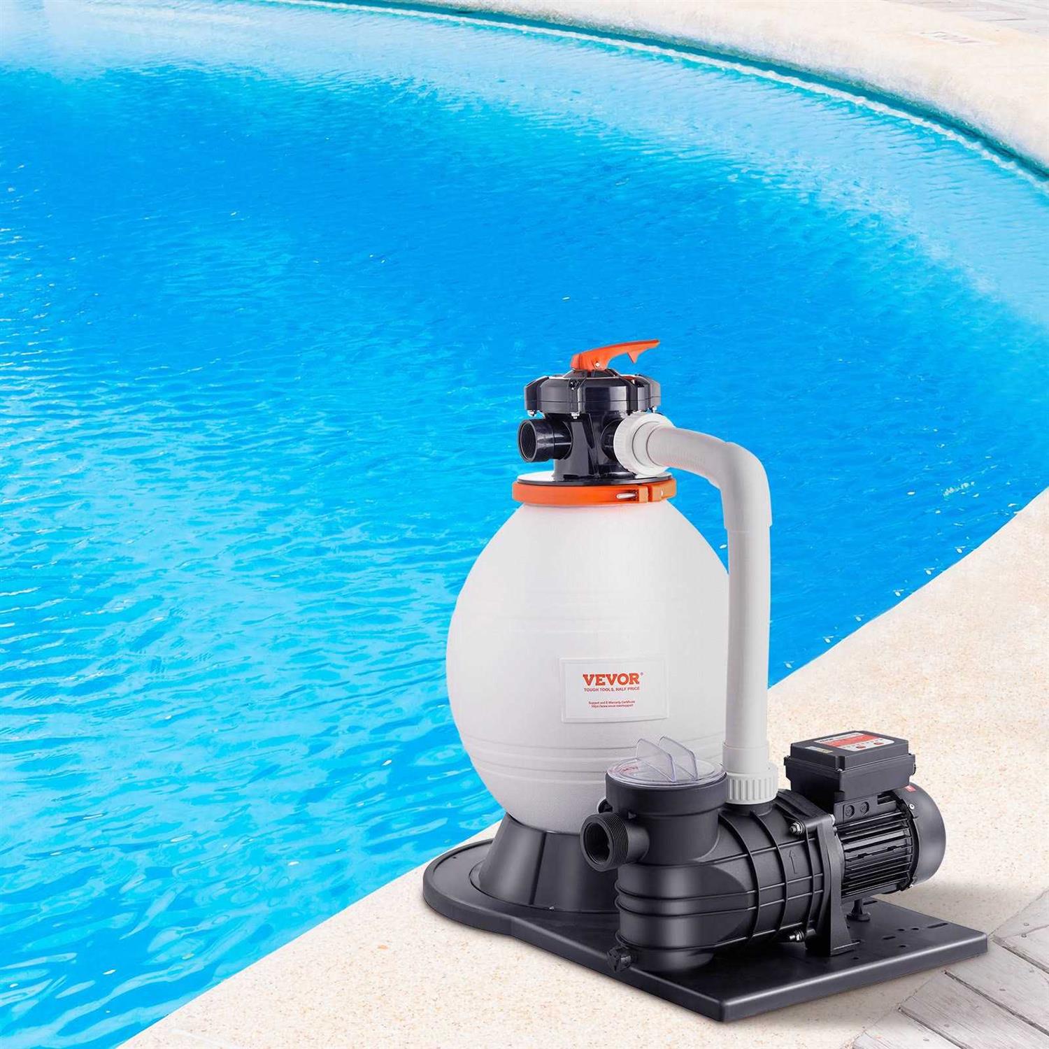 VEVOR Sand Filter Pump GPH Swimming Pool Pump Filter Set with 6-Way Multi-Port Valve Pool - Inhomebuy