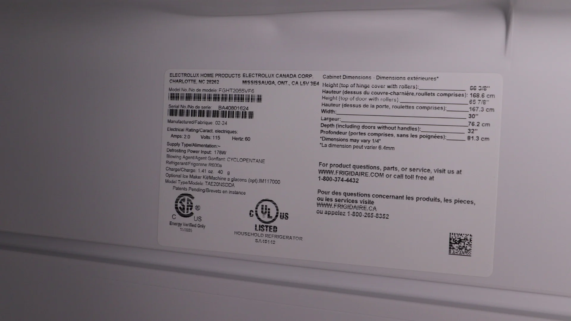 FRIGIDAIRE GALLERY 30 IN. 20.0 CU. FT. STAINLESS STEEL TOP FREEZER REFRIGERATOR - FGHT2055VF - Inhomebuy