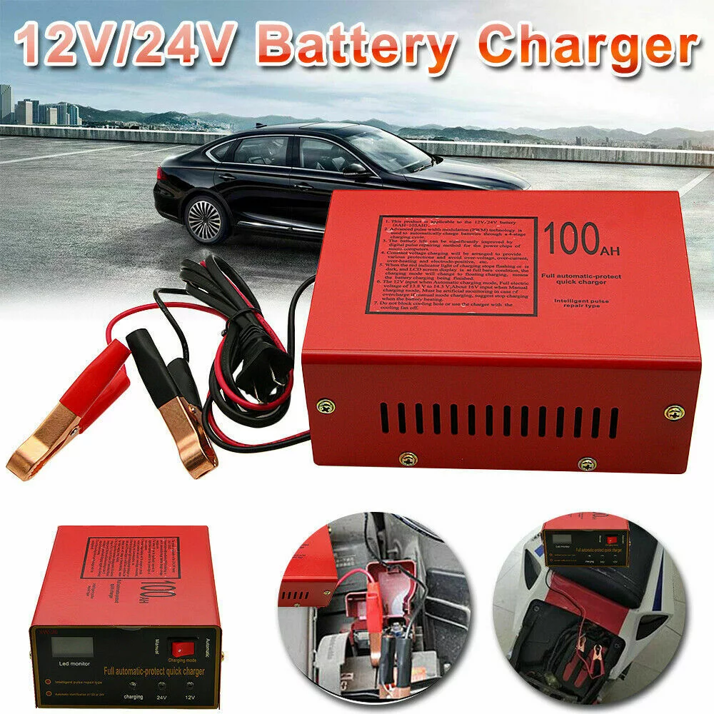 Kqiang Maintenance-Free Battery Charger 12V/24V 10A 140W Output For Electric Car Best - Inhomebuy
