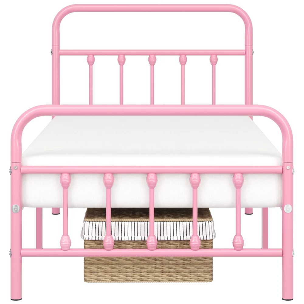 Alden Design Metal Platform Queen Bed with High Headboard, Black - Inhomebuy