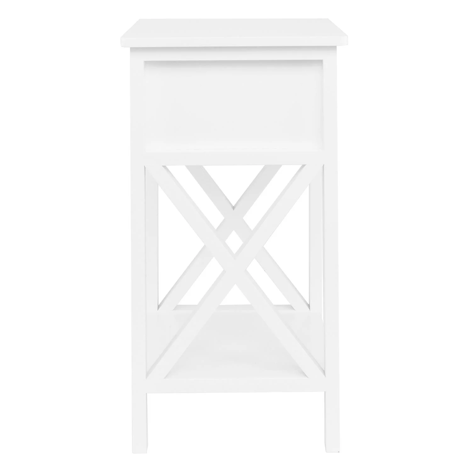 Zimtown White Bedside Nightstand End Sofa Table with Drawer and Shelf for Storage - Inhomebuy
