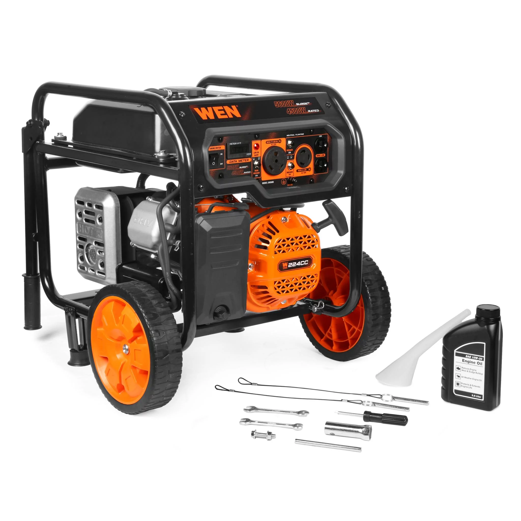 WEN 5600-Watt Portable Generator, 224cc, Transfer-Switch and RV-Ready - Inhomebuy
